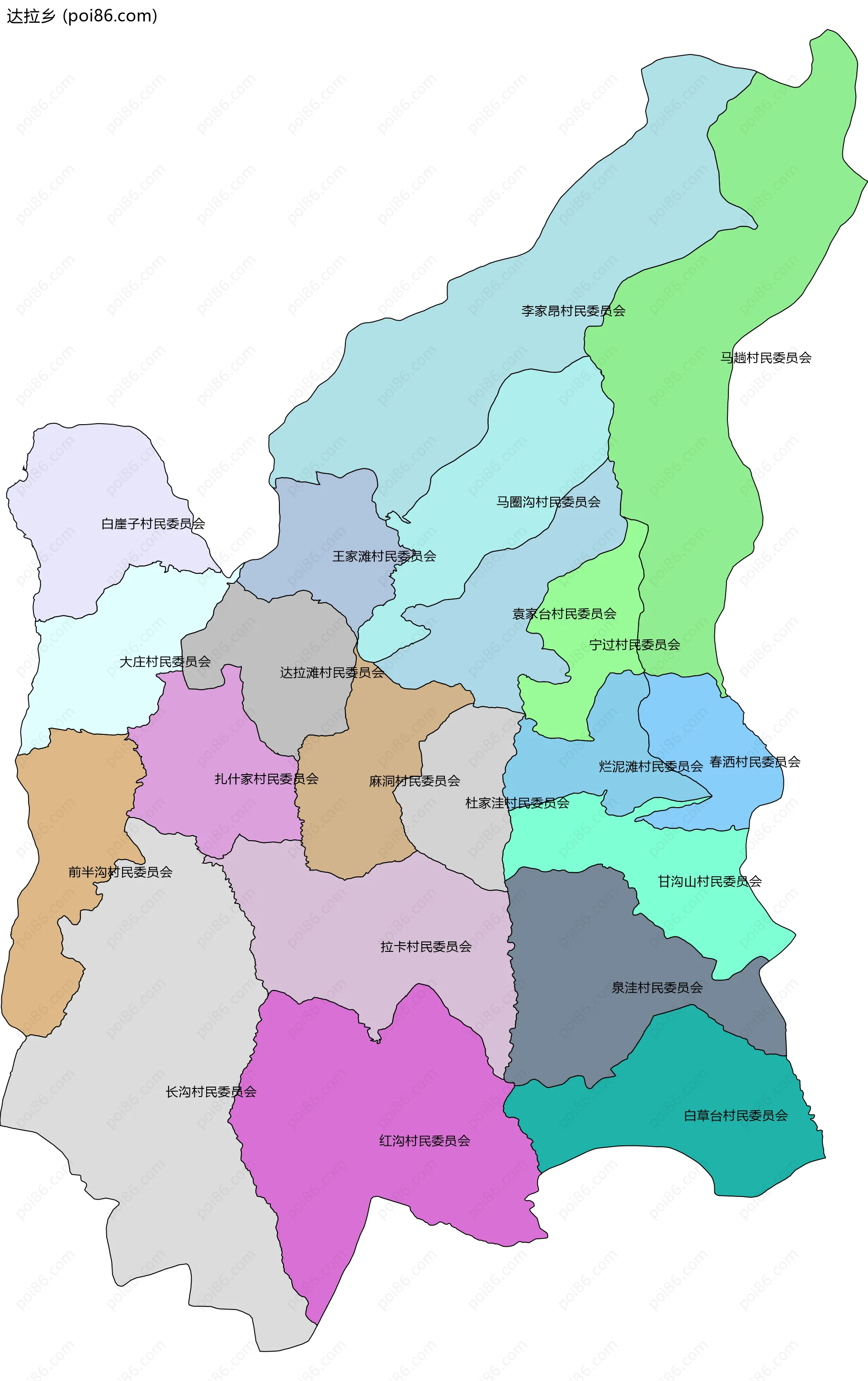 达拉乡边界地图(五级行政区划)