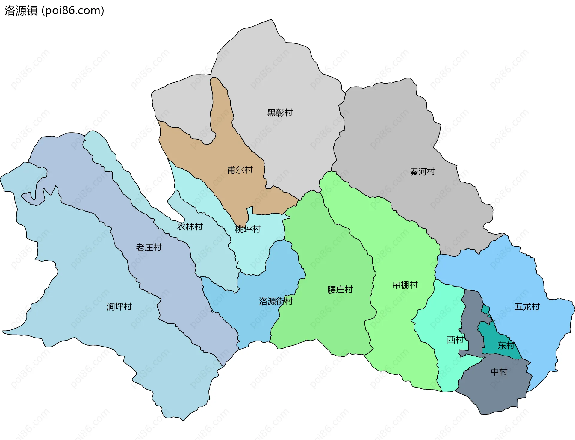 洛源镇边界地图(五级行政区划)