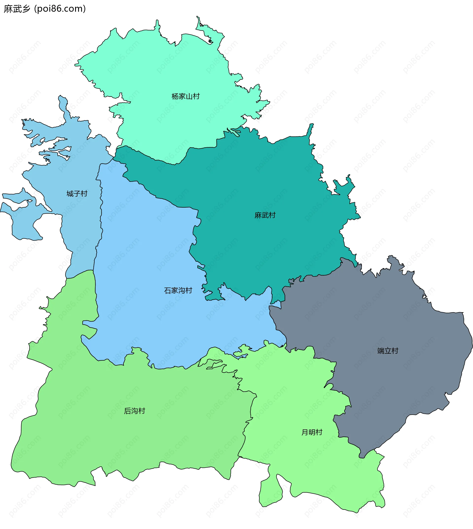 麻武乡边界地图(五级行政区划)