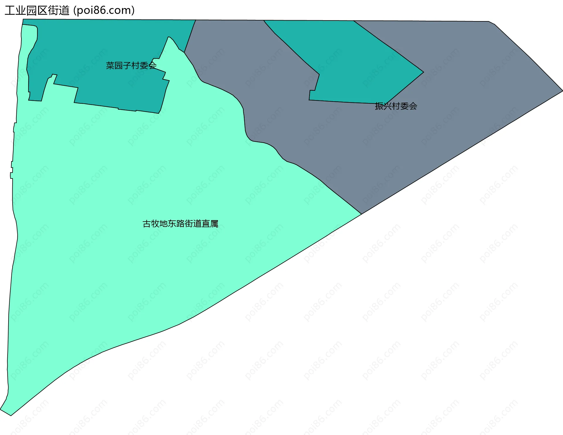 工业园区街道边界地图(五级行政区划)