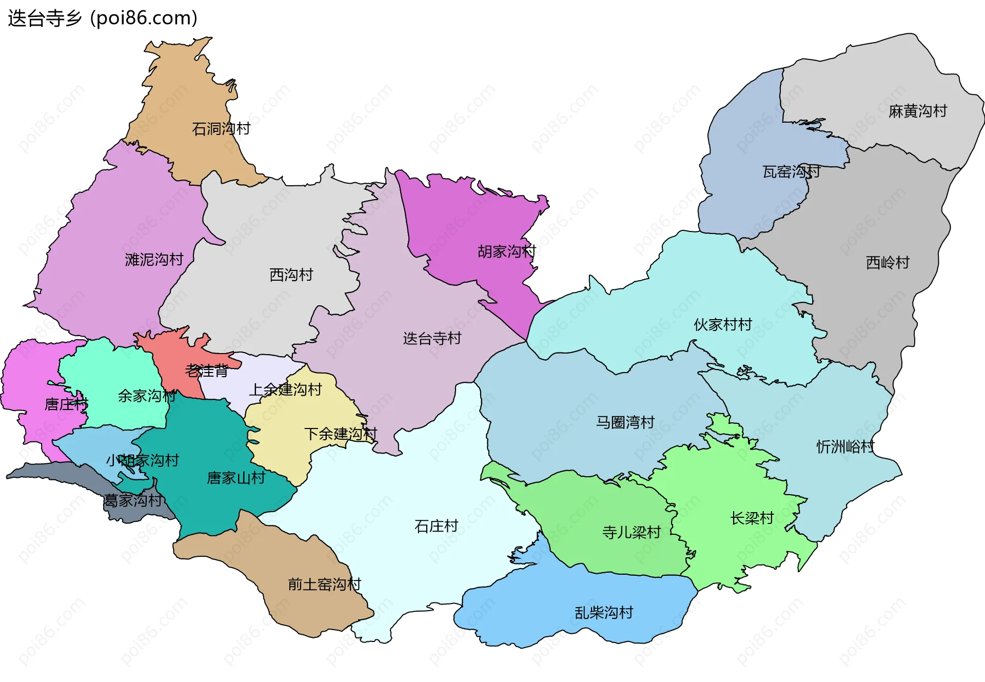 迭台寺乡边界地图(五级行政区划)