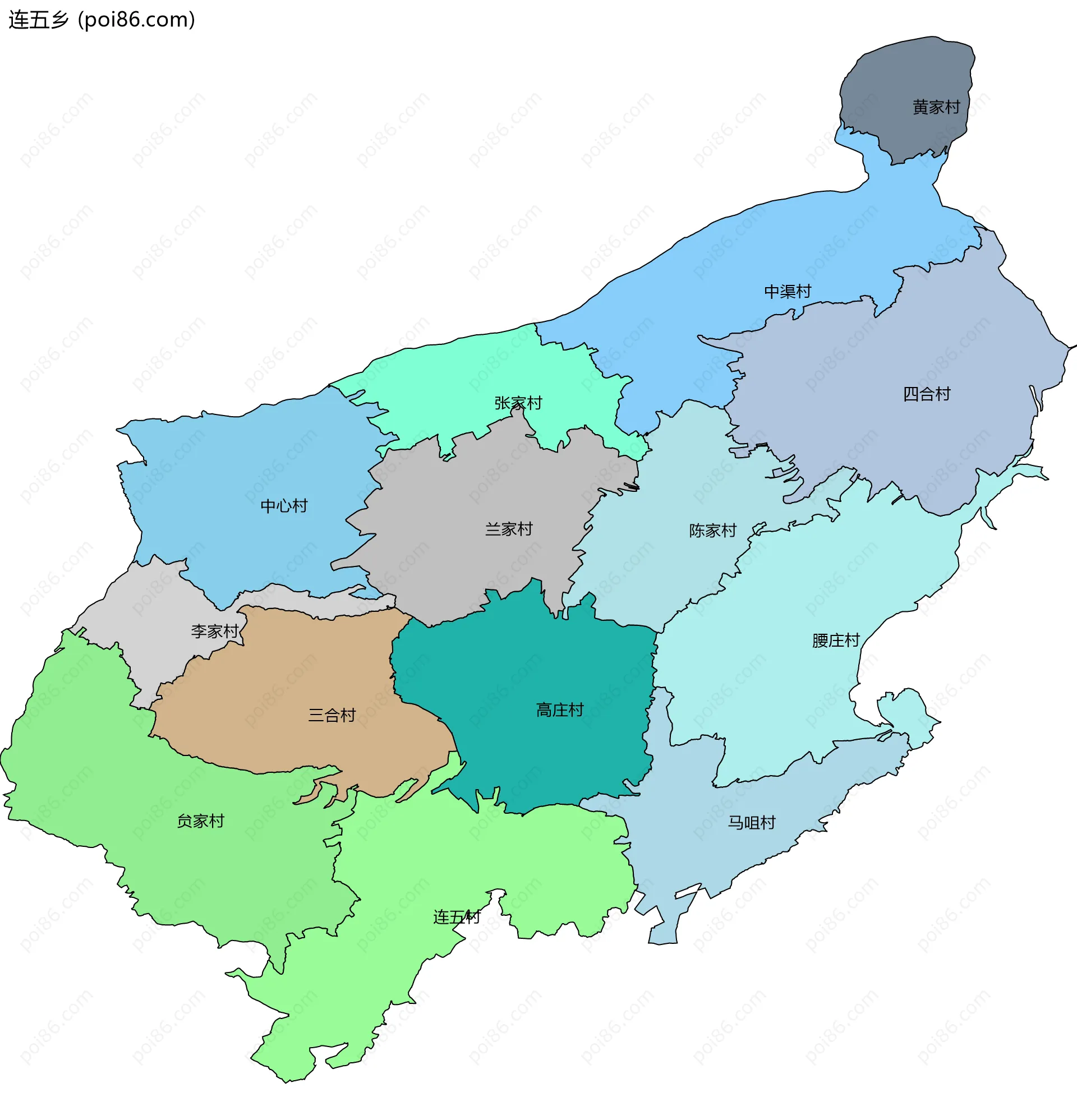 连五乡边界地图(五级行政区划)