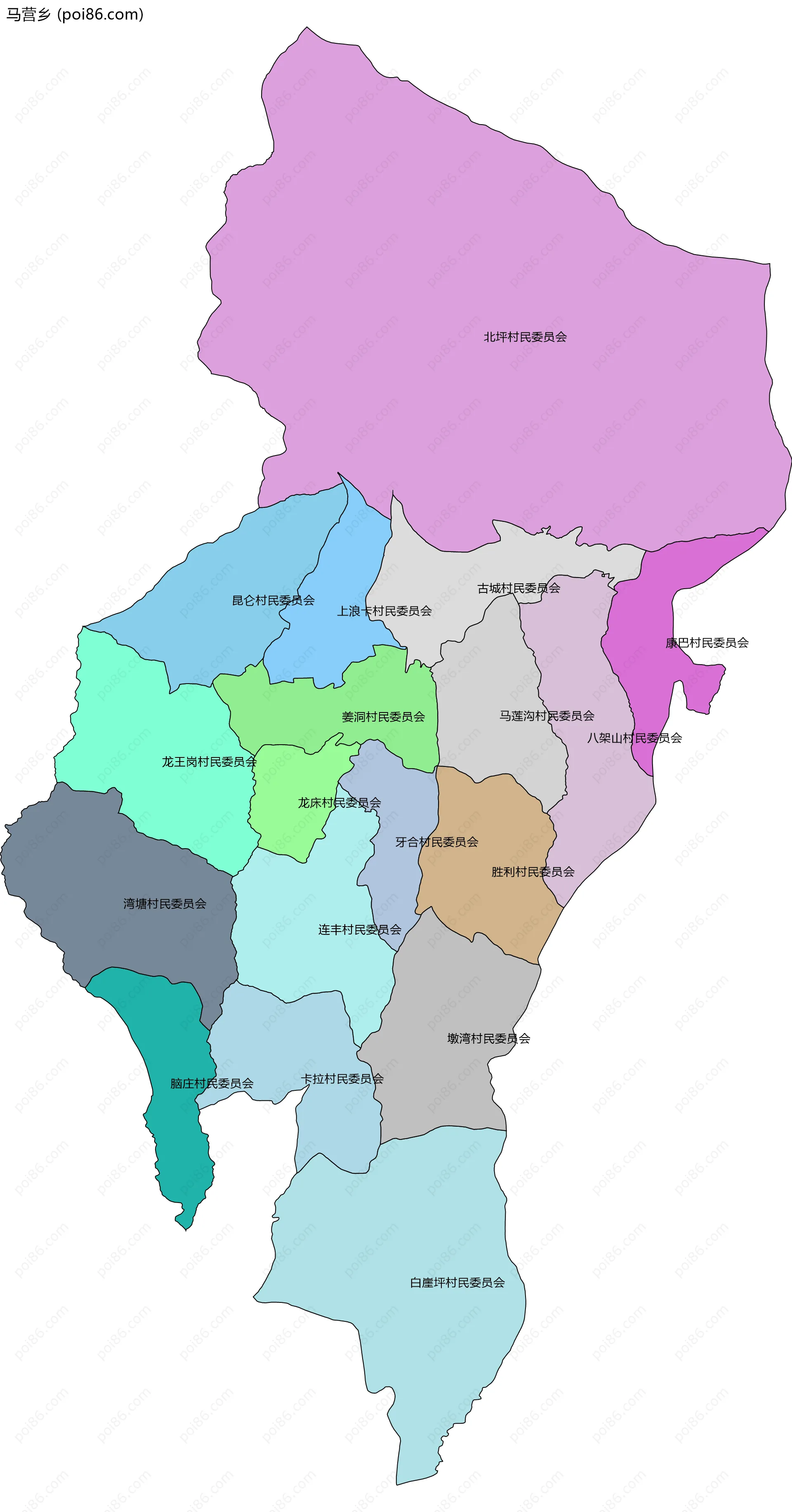 马营乡边界地图(五级行政区划)