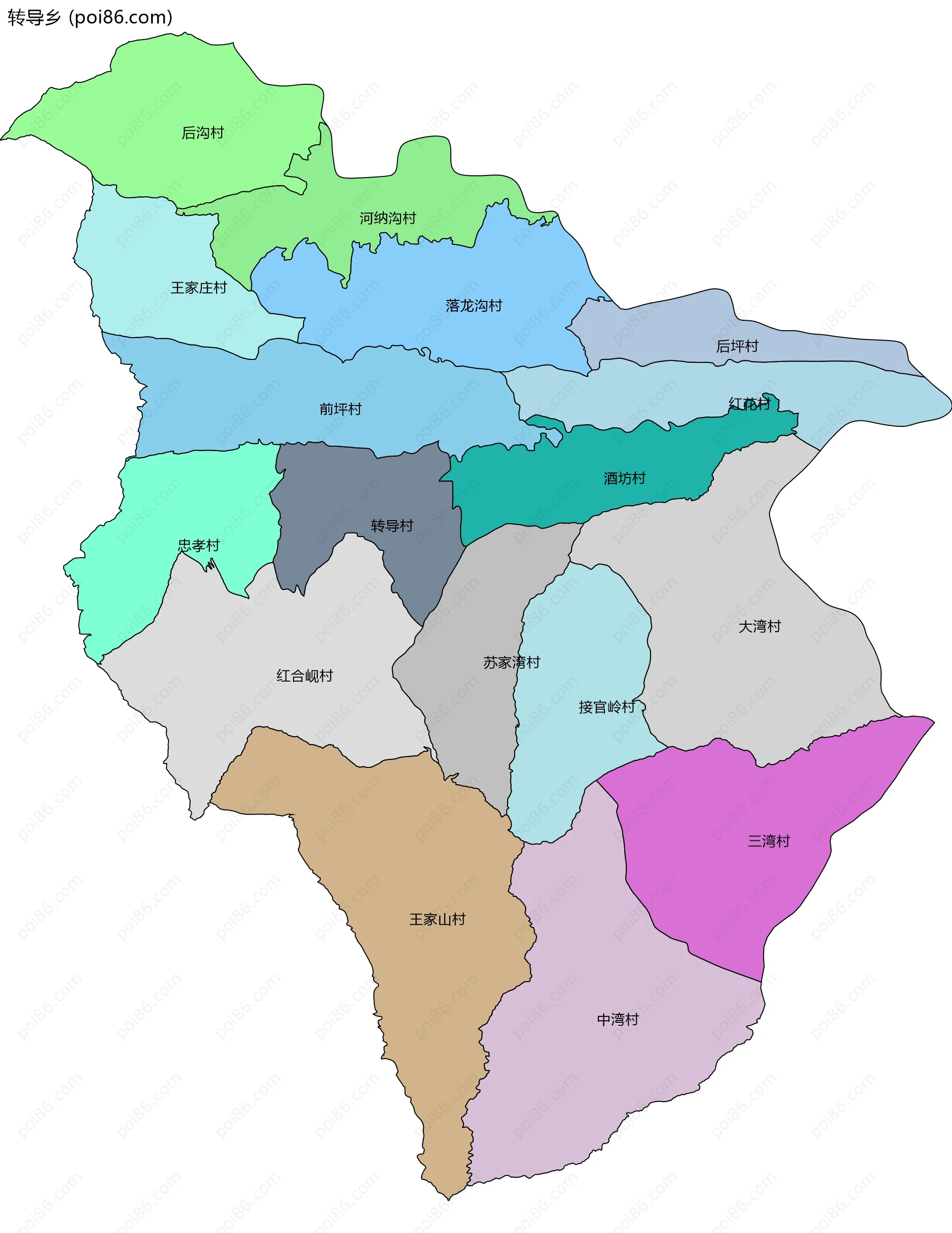 转导乡边界地图(五级行政区划)