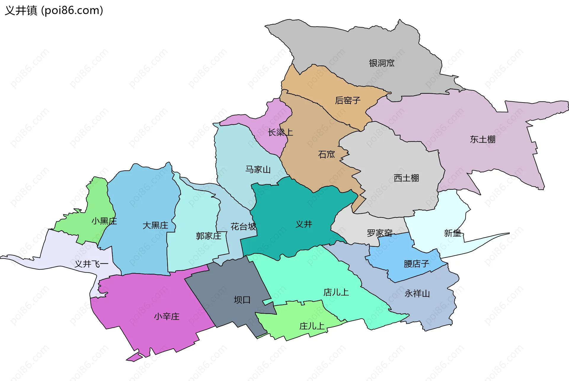 义井镇边界地图(五级行政区划)