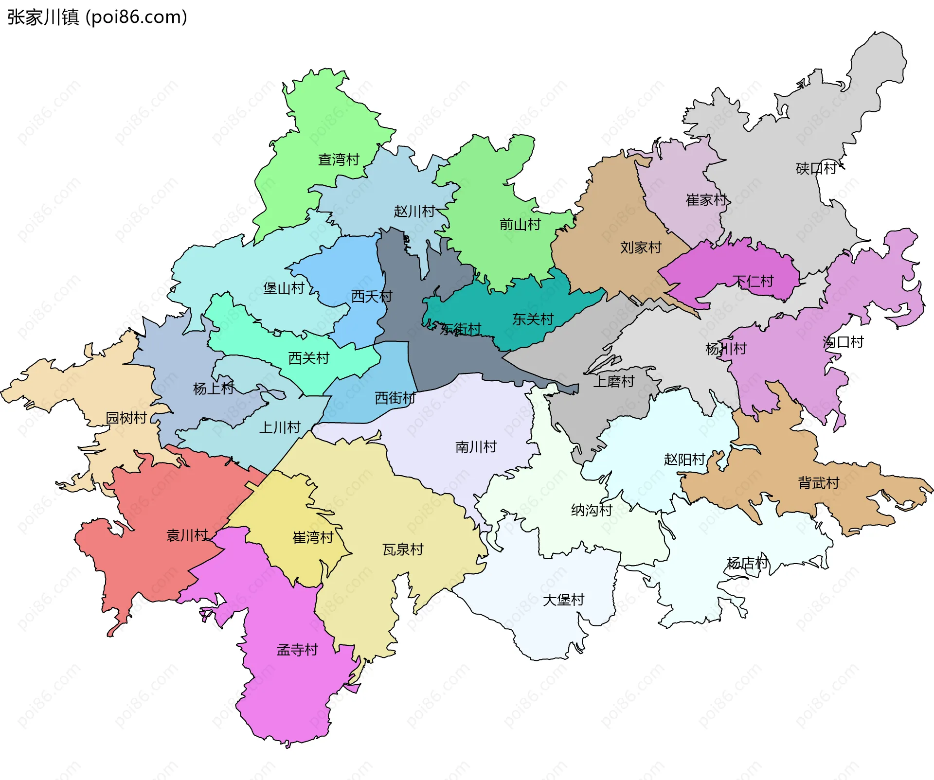 张家川镇边界地图(五级行政区划)