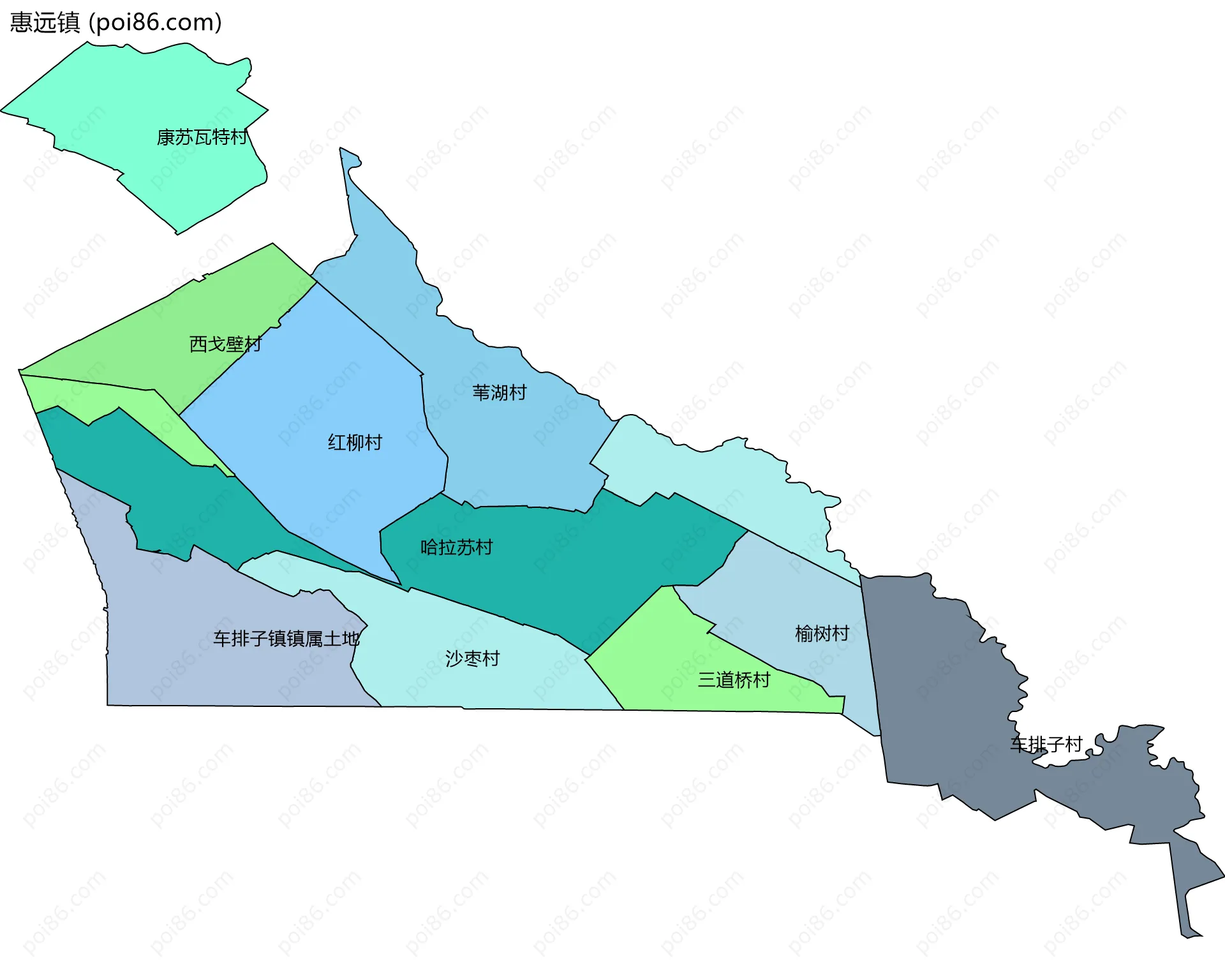 惠远镇边界地图(五级行政区划)