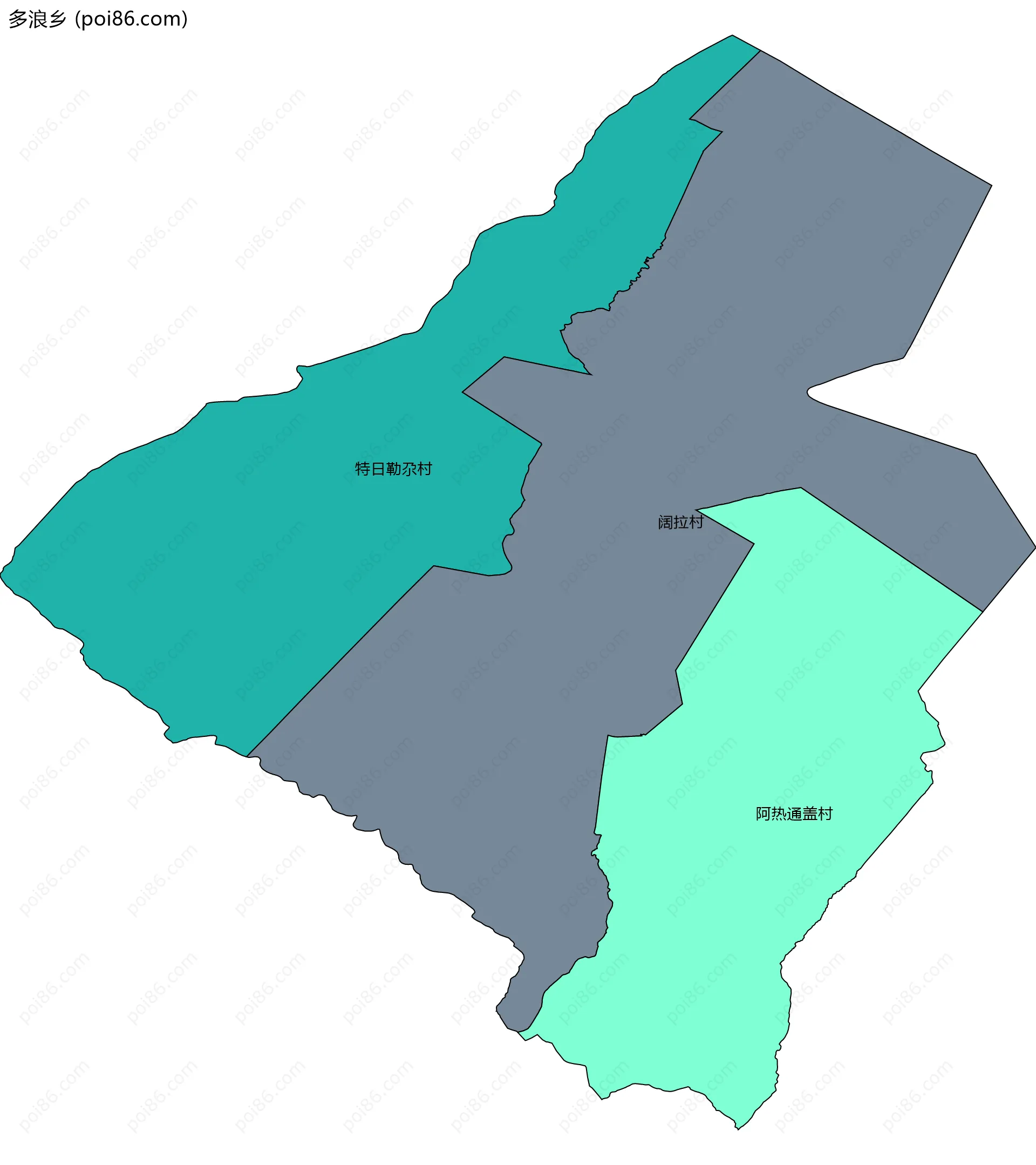 多浪乡边界地图(五级行政区划)