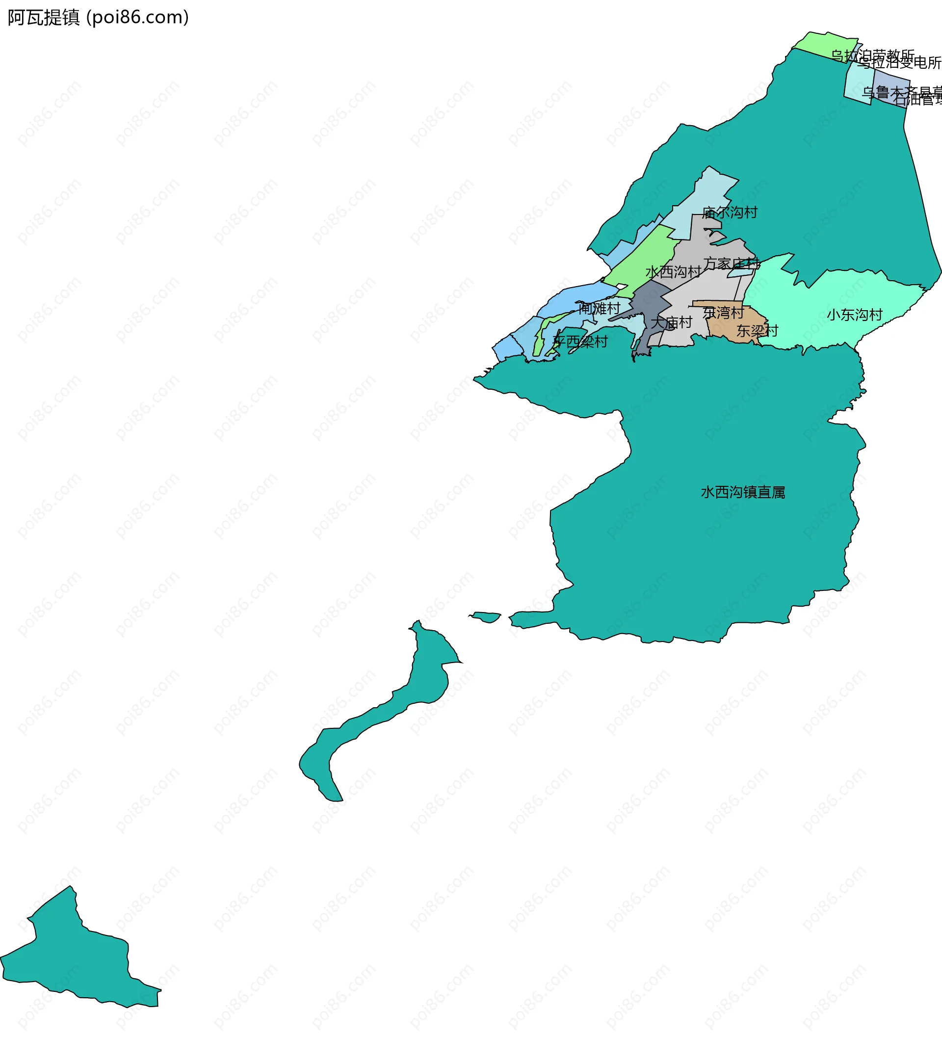 阿瓦提镇边界地图(五级行政区划)