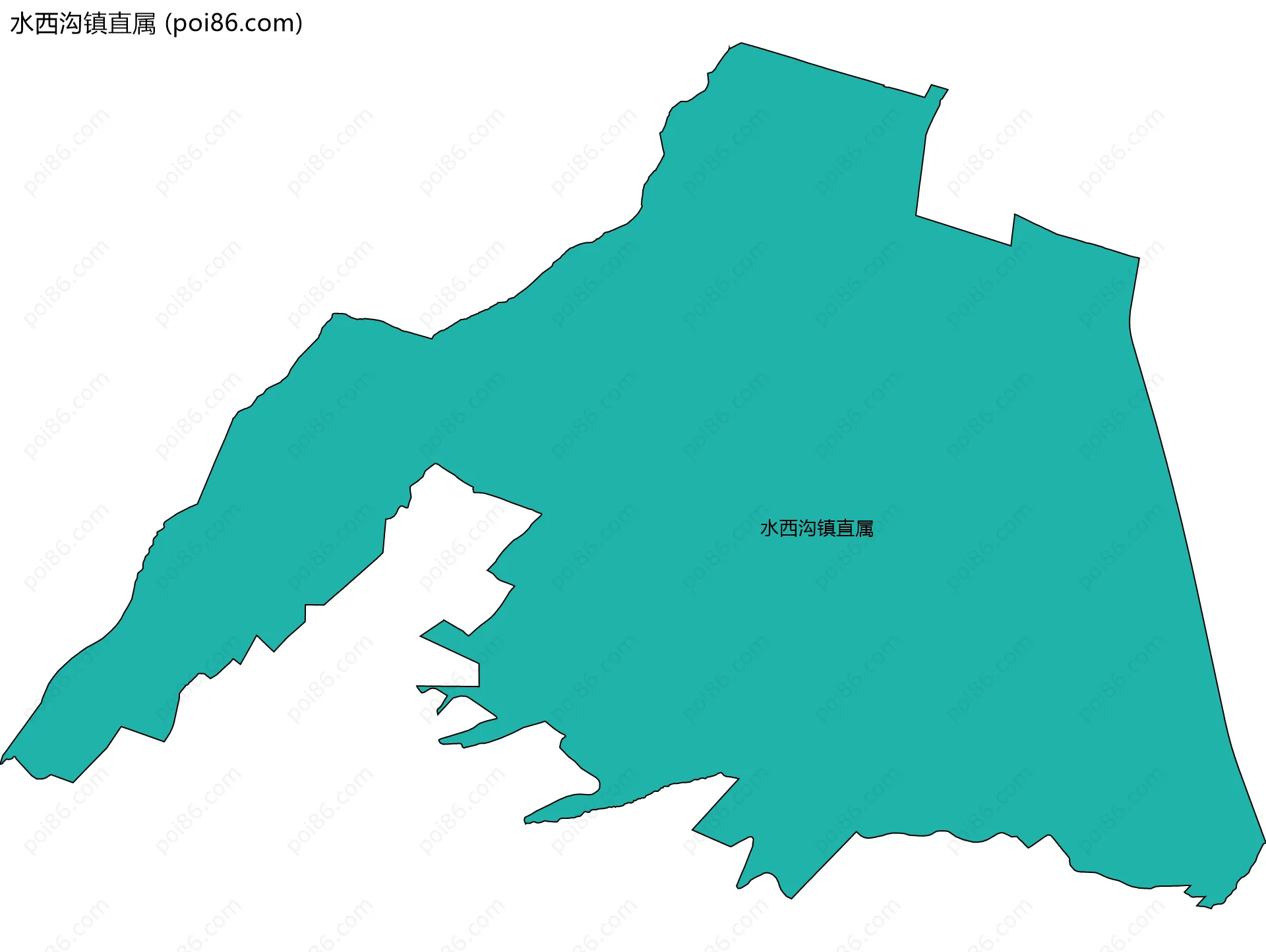 水西沟镇直属边界地图