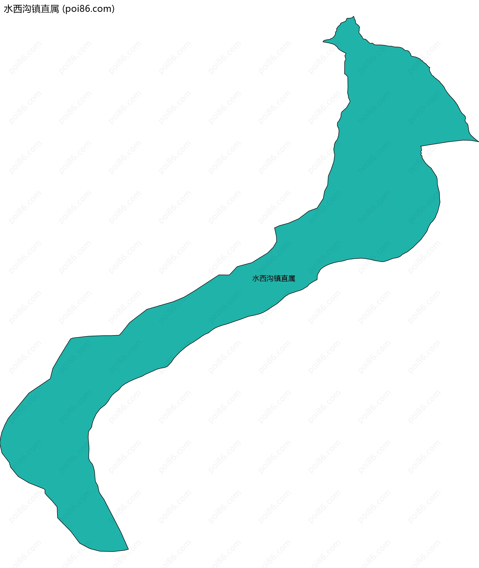 水西沟镇直属边界地图
