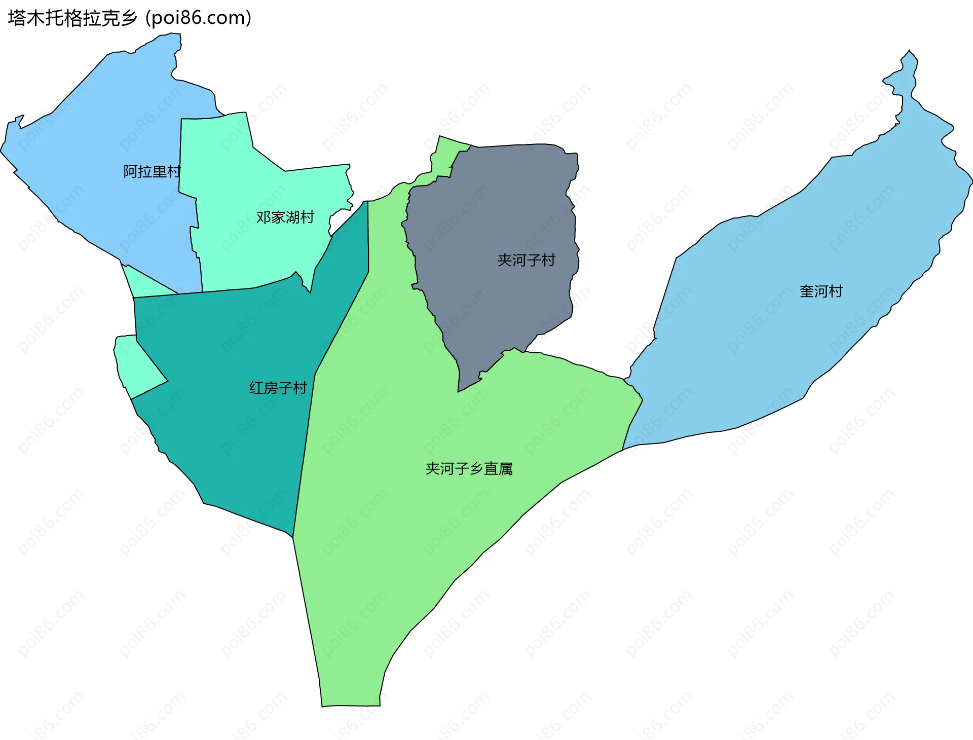 塔木托格拉克乡边界地图(五级行政区划)