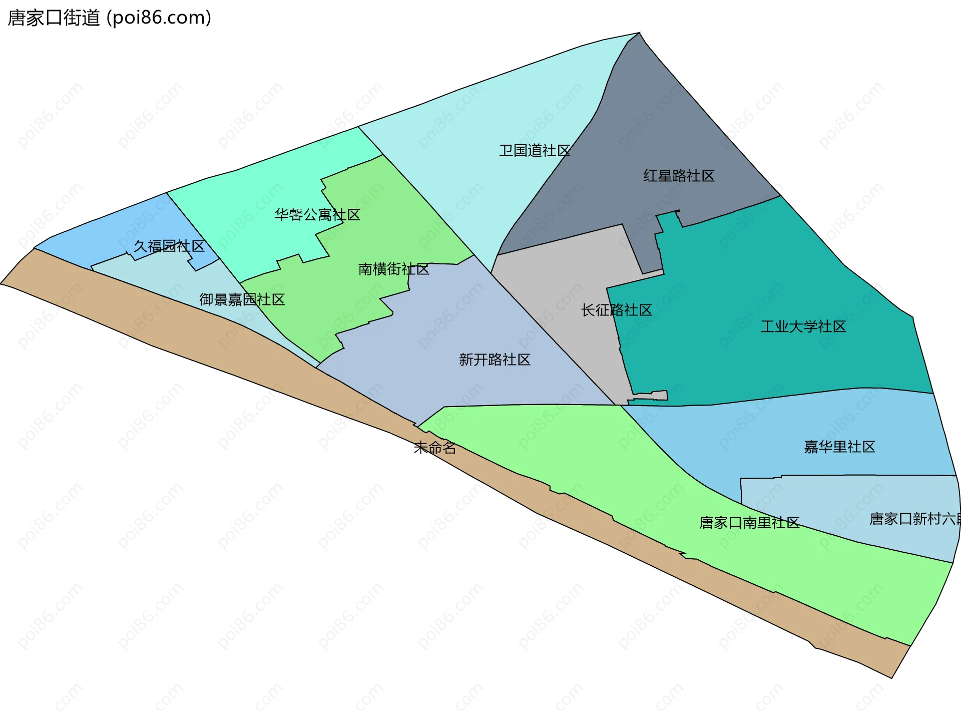 唐家口街道边界地图(五级行政区划)