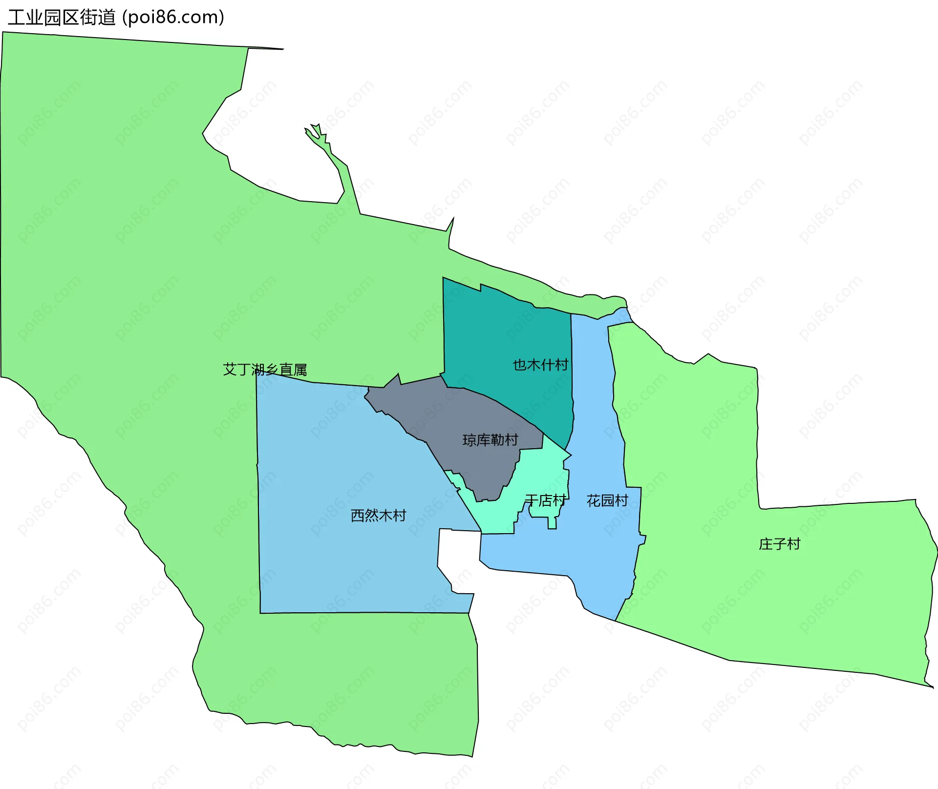 工业园区街道边界地图(五级行政区划)