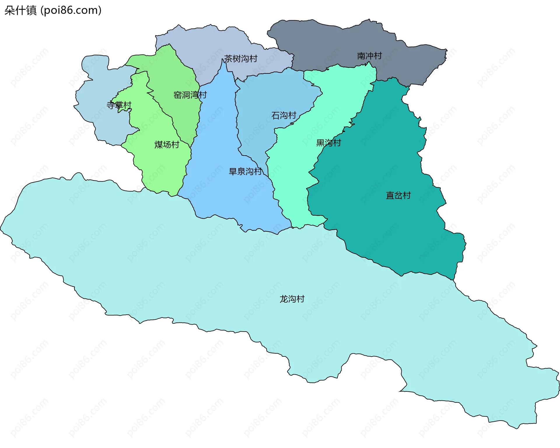 朵什镇边界地图(五级行政区划)
