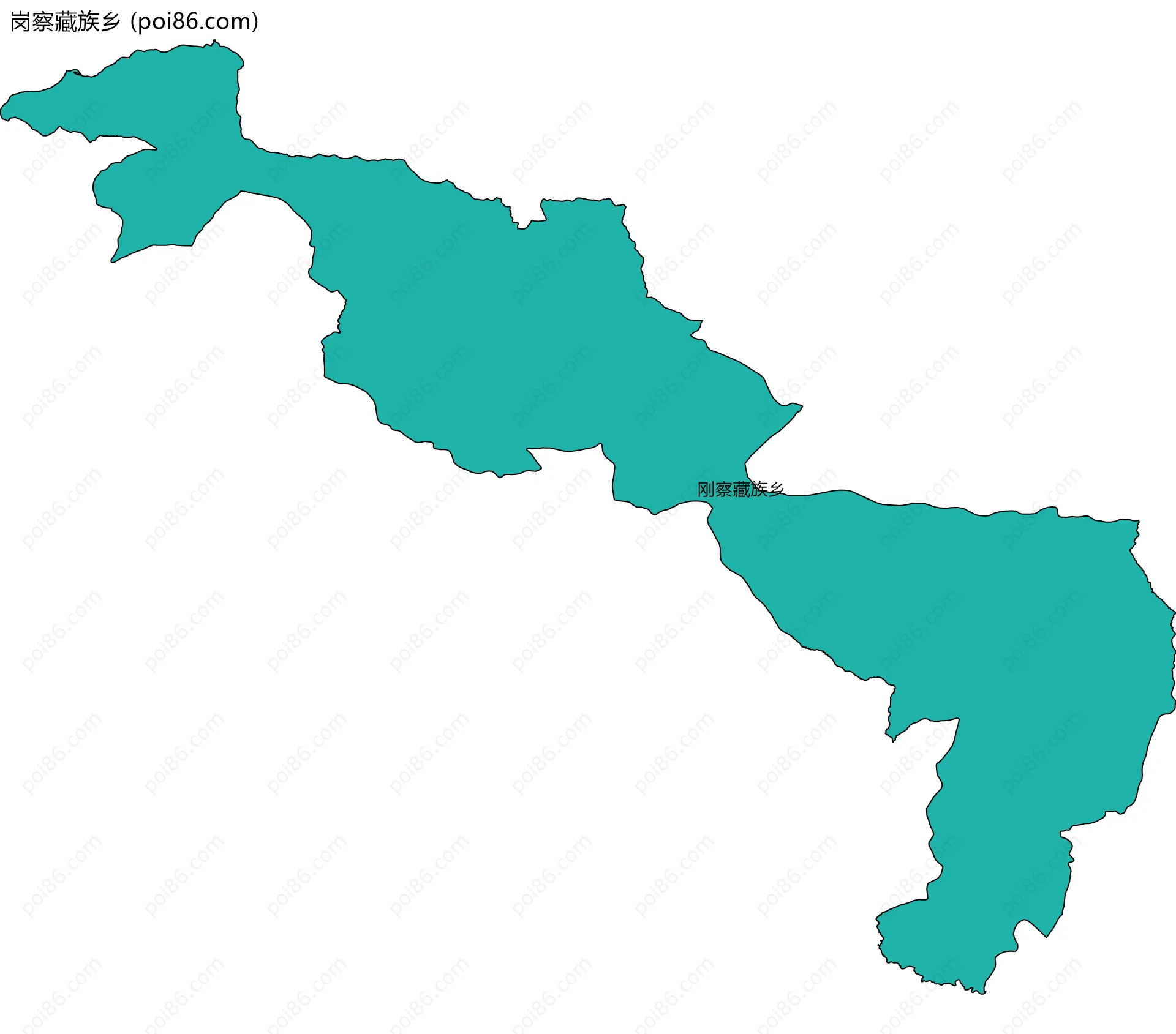 岗察藏族乡边界地图(五级行政区划)
