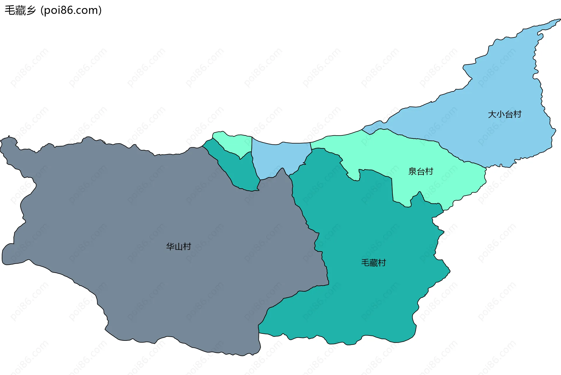 毛藏乡边界地图(五级行政区划)