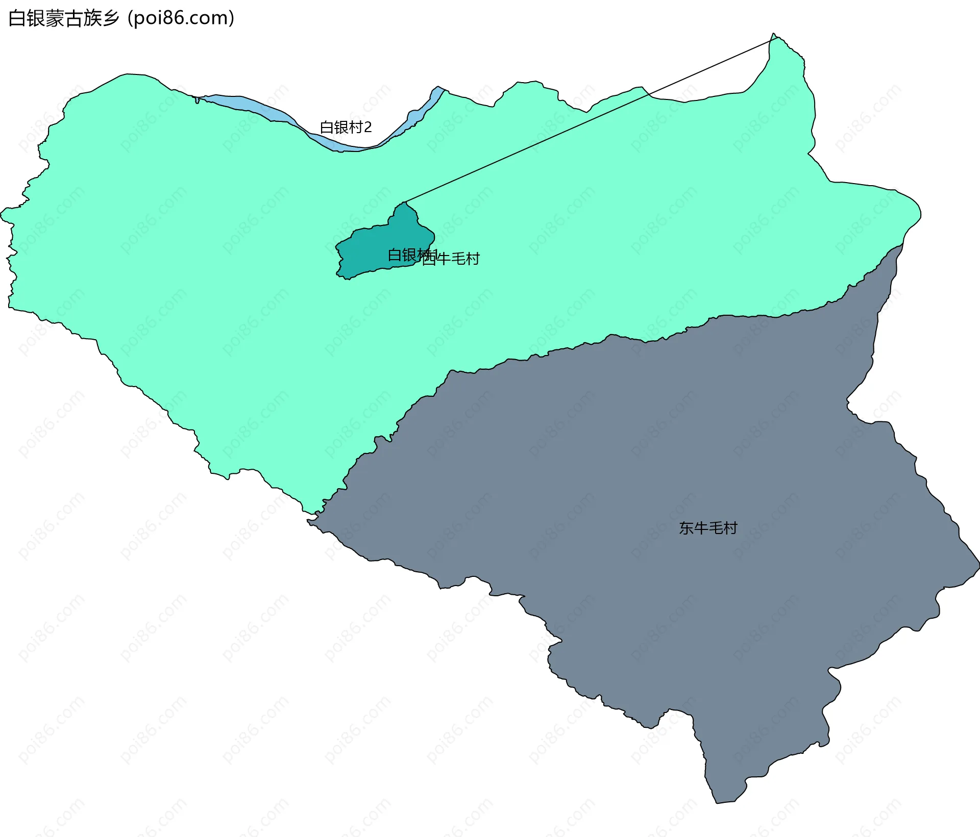 白银蒙古族乡边界地图(五级行政区划)