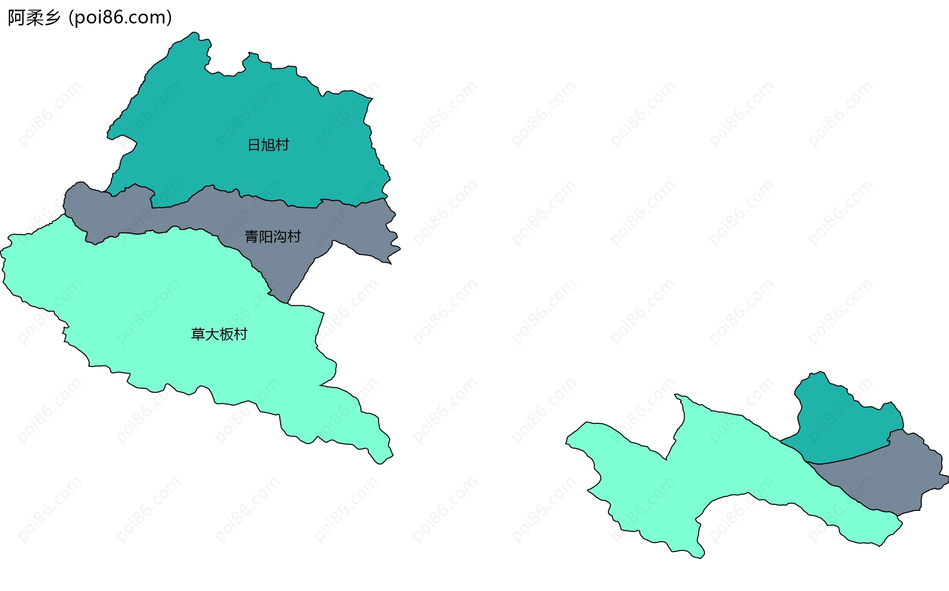 阿柔乡边界地图(五级行政区划)