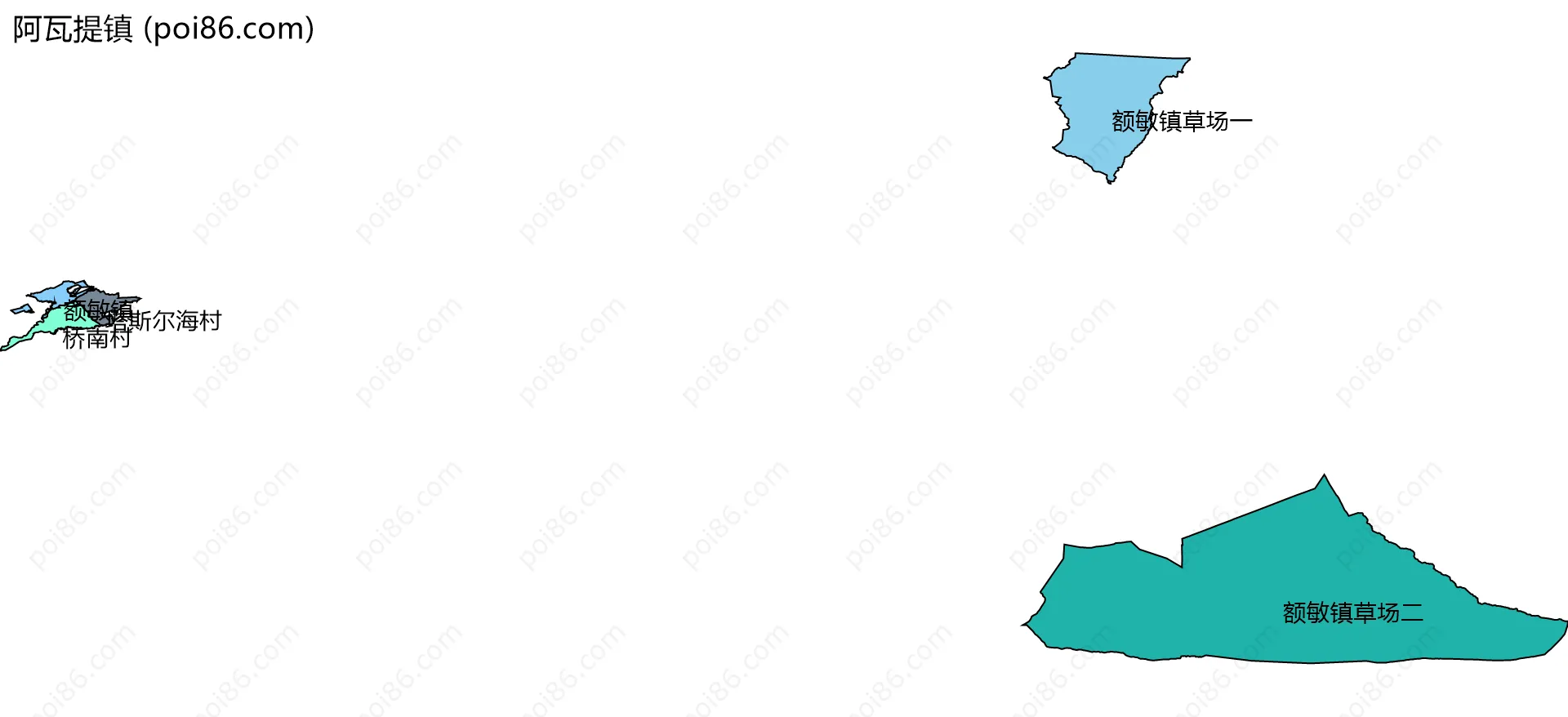 阿瓦提镇边界地图(五级行政区划)