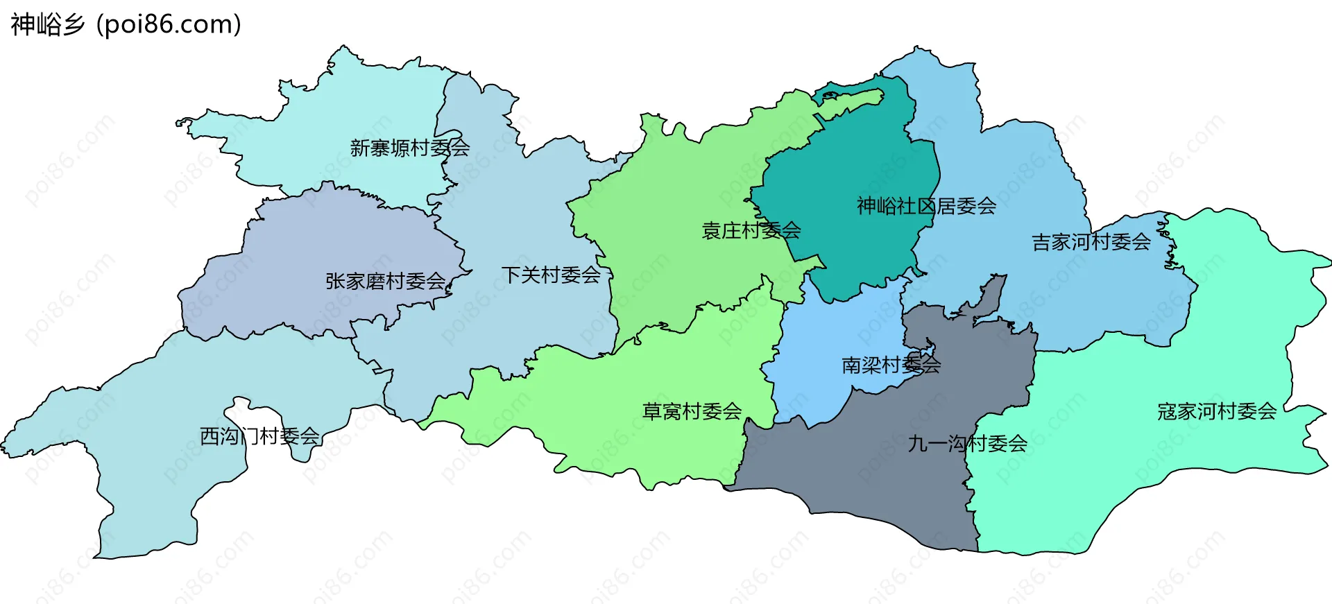 神峪乡边界地图(五级行政区划)