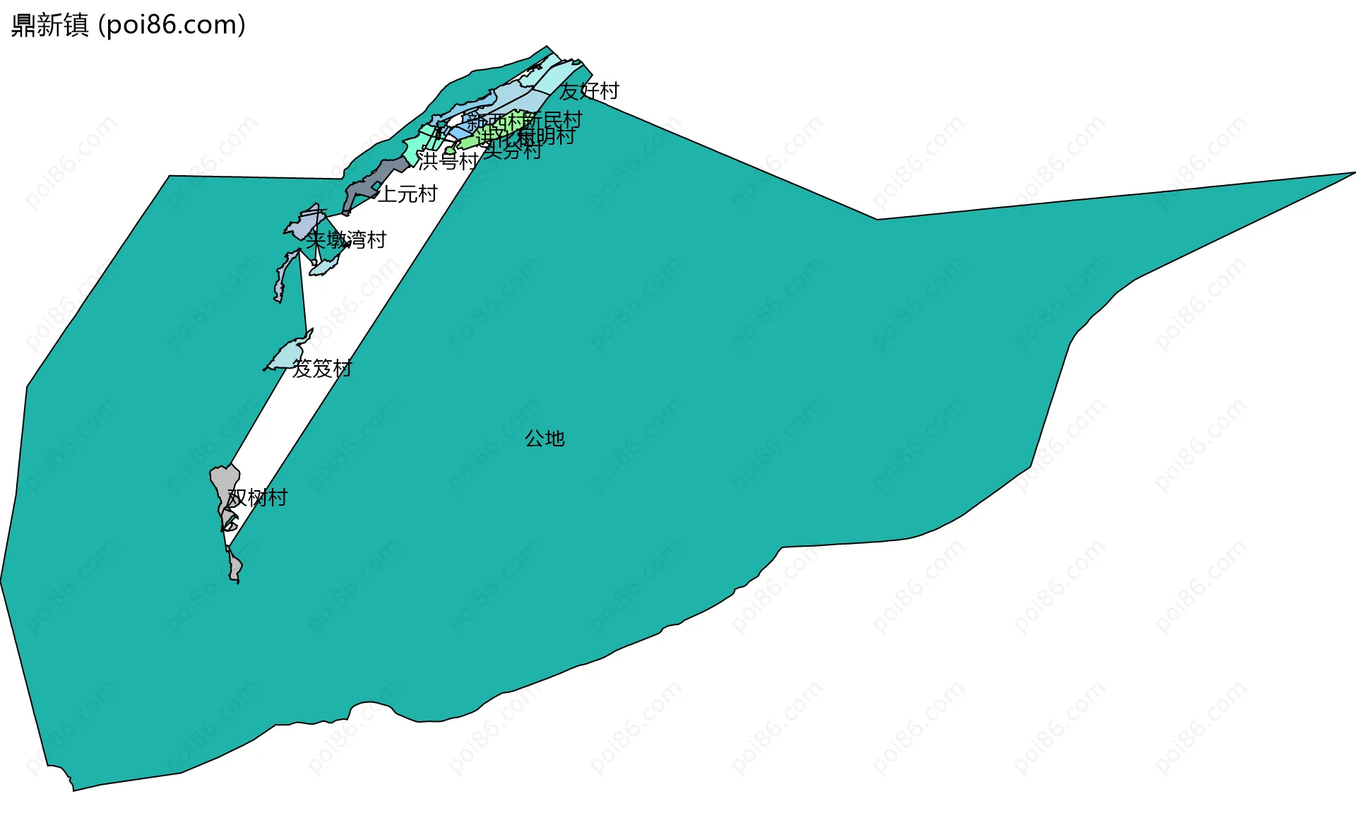 鼎新镇边界地图(五级行政区划)