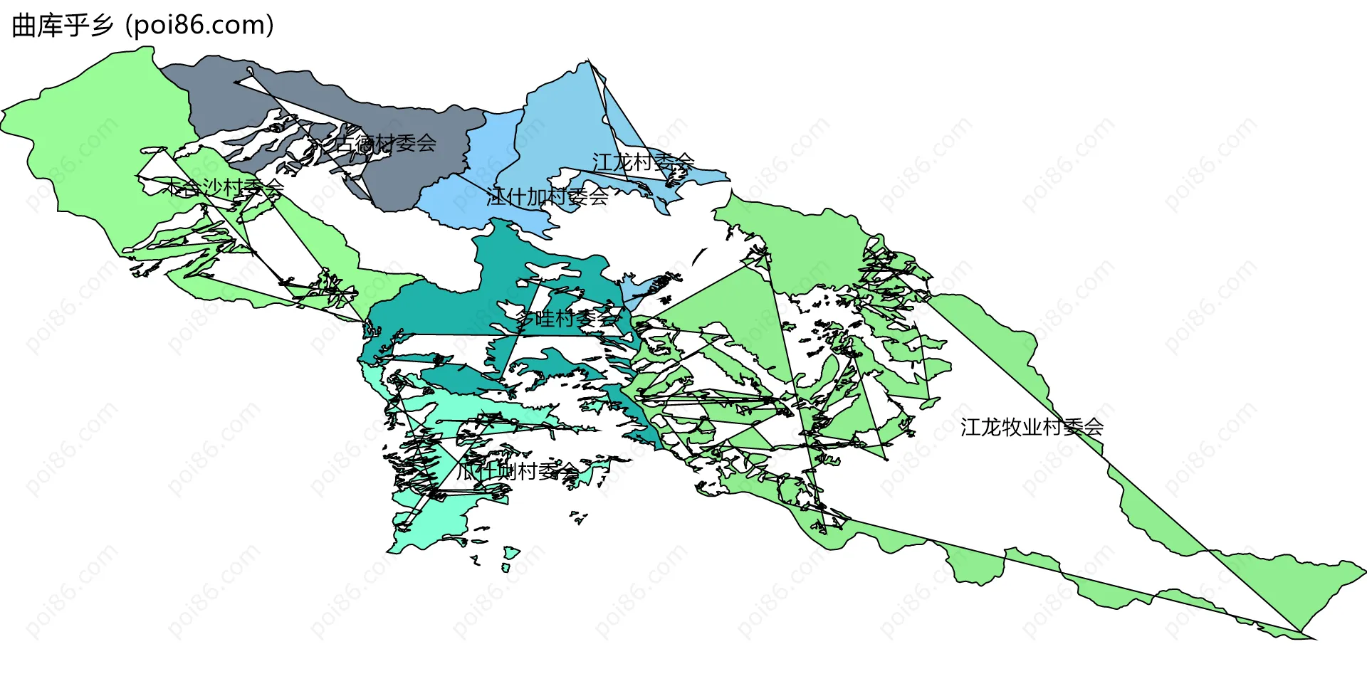 曲库乎乡边界地图(五级行政区划)