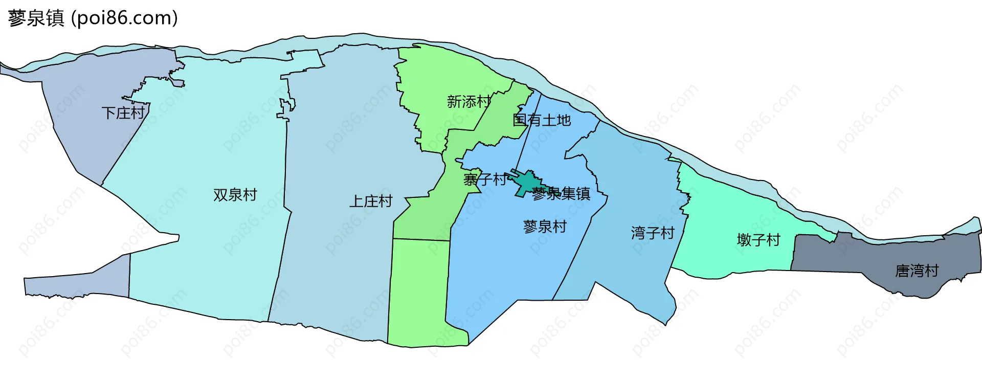 蓼泉镇边界地图(五级行政区划)