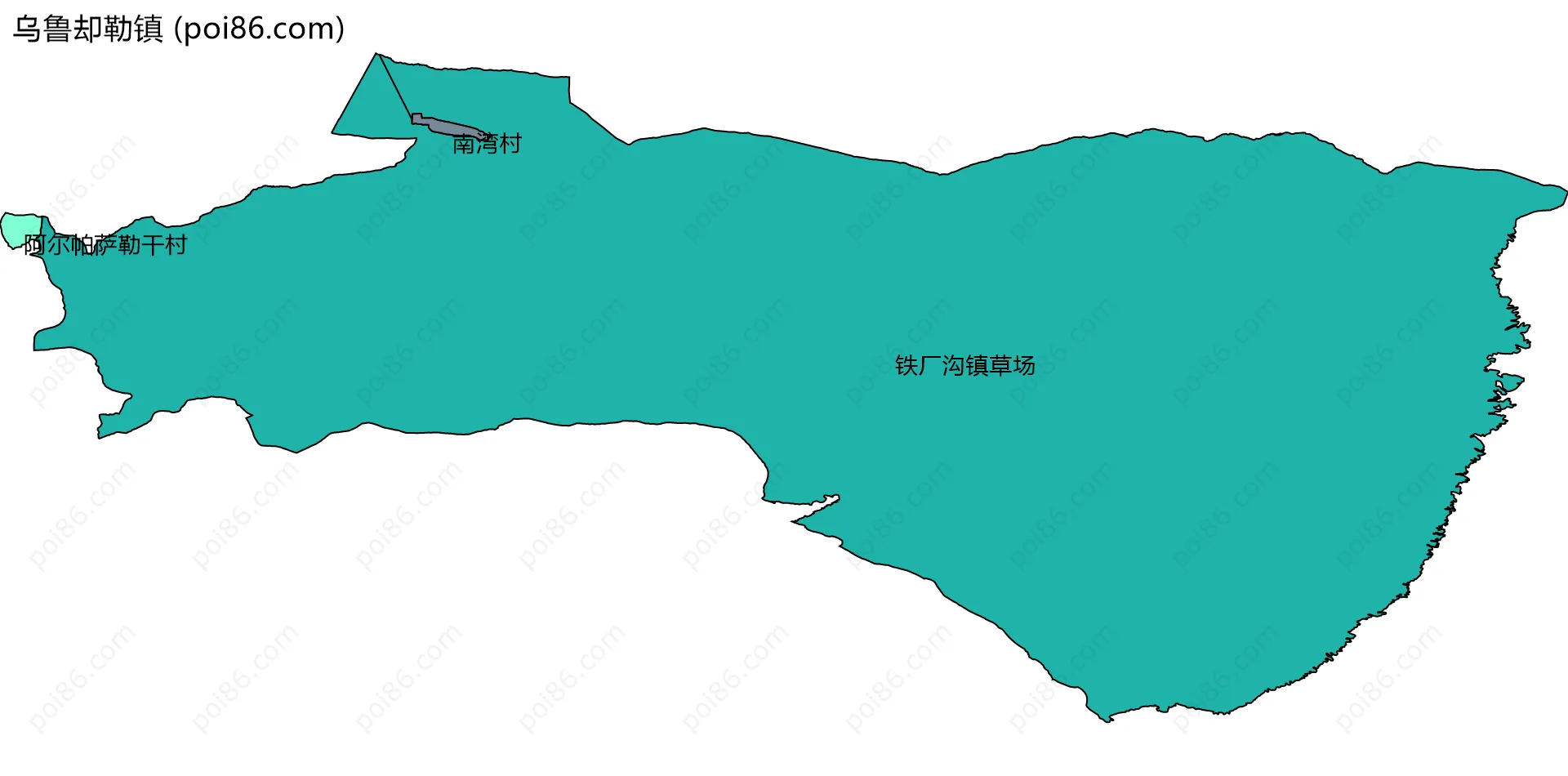 乌鲁却勒镇边界地图(五级行政区划)