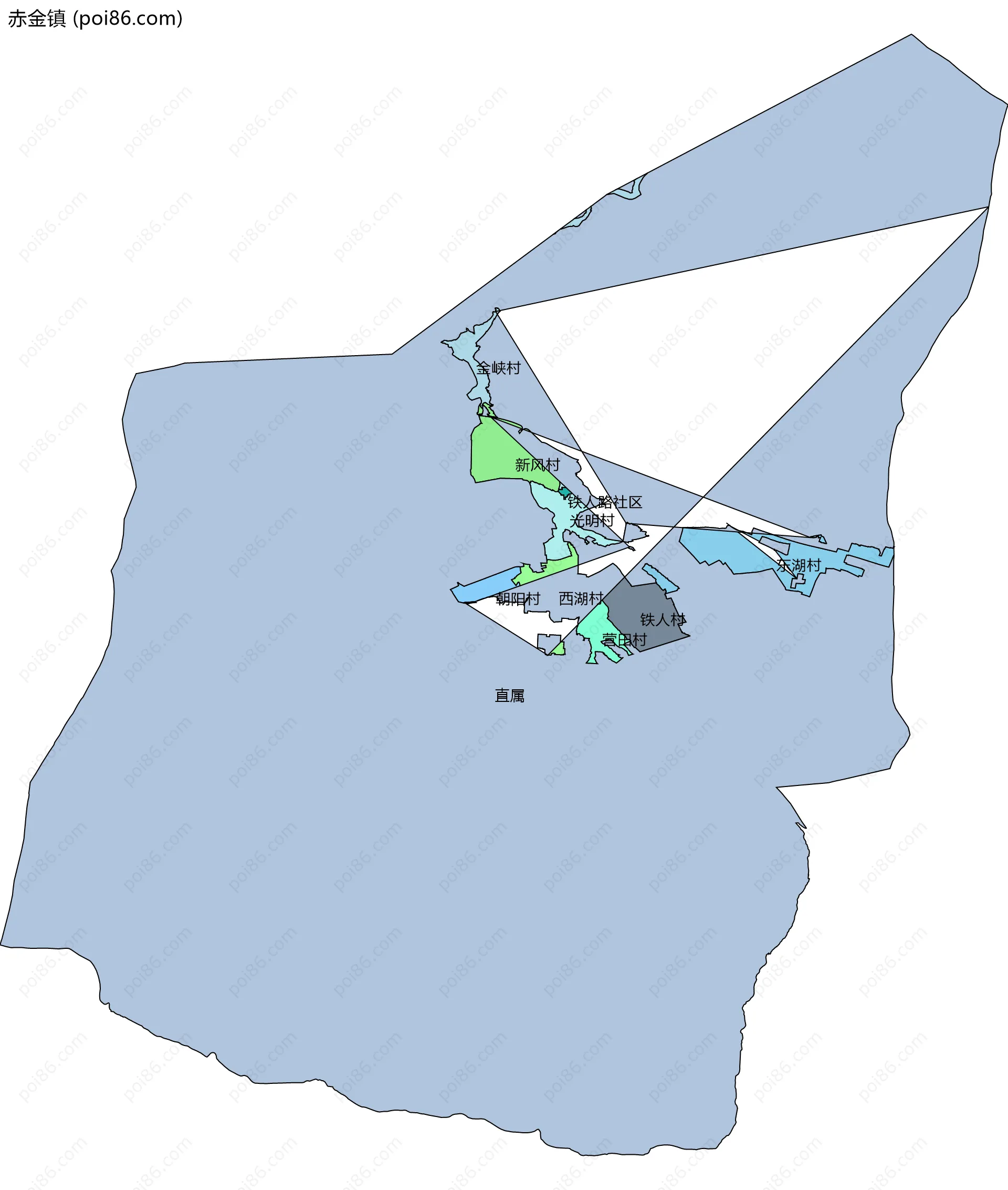 赤金镇边界地图(五级行政区划)