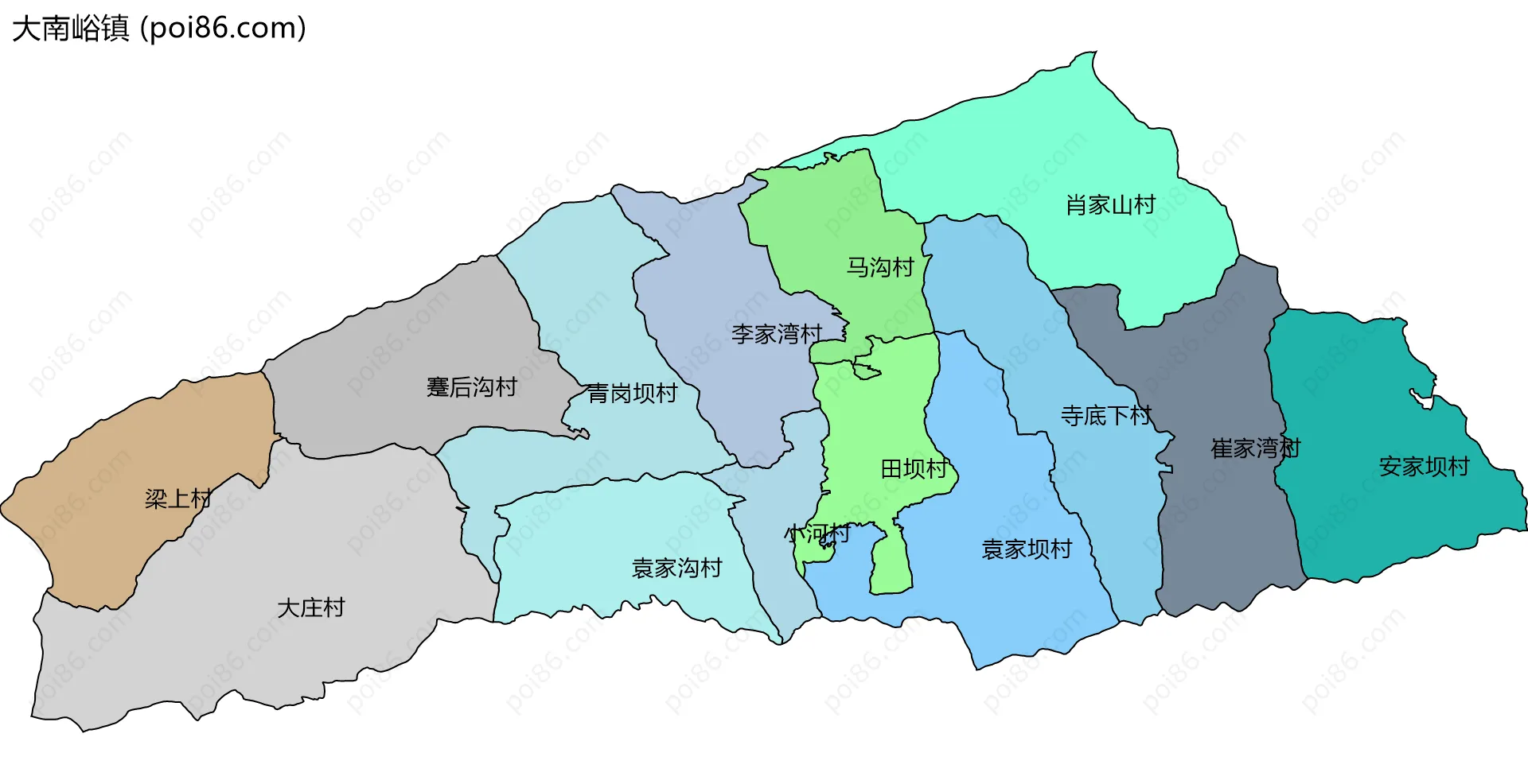 大南峪镇边界地图(五级行政区划)