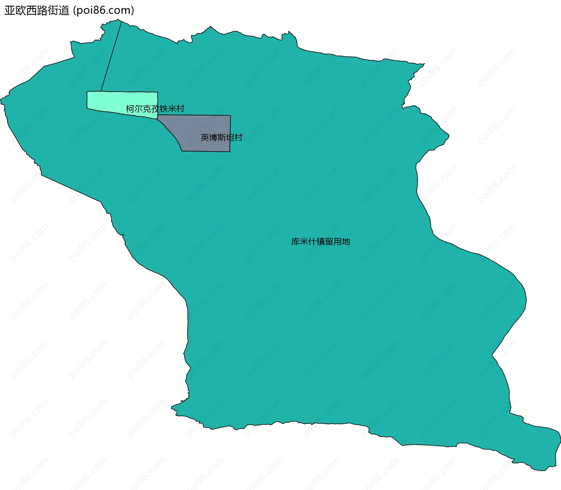 亚欧西路街道边界地图(五级行政区划)