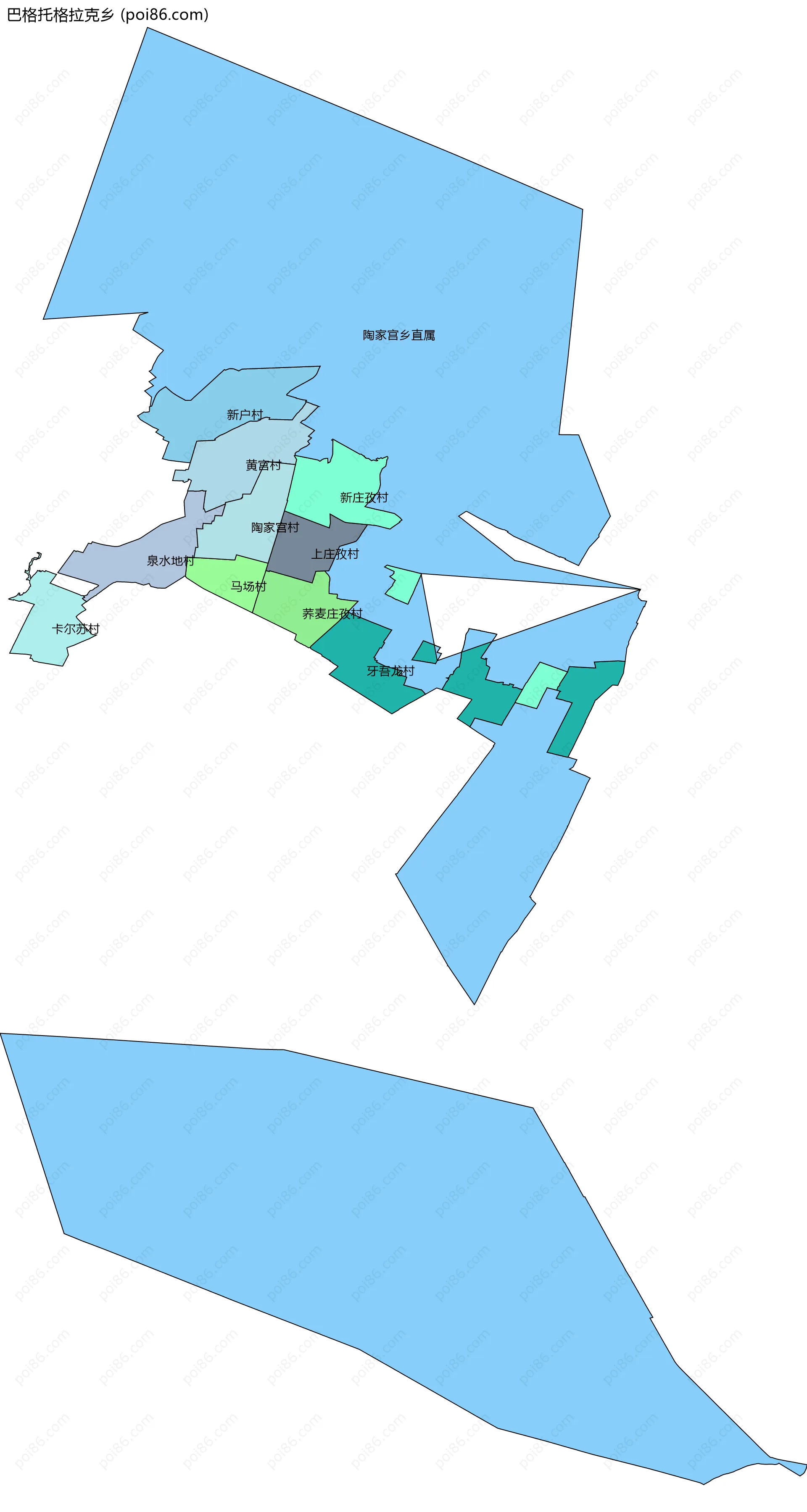 巴格托格拉克乡边界地图(五级行政区划)