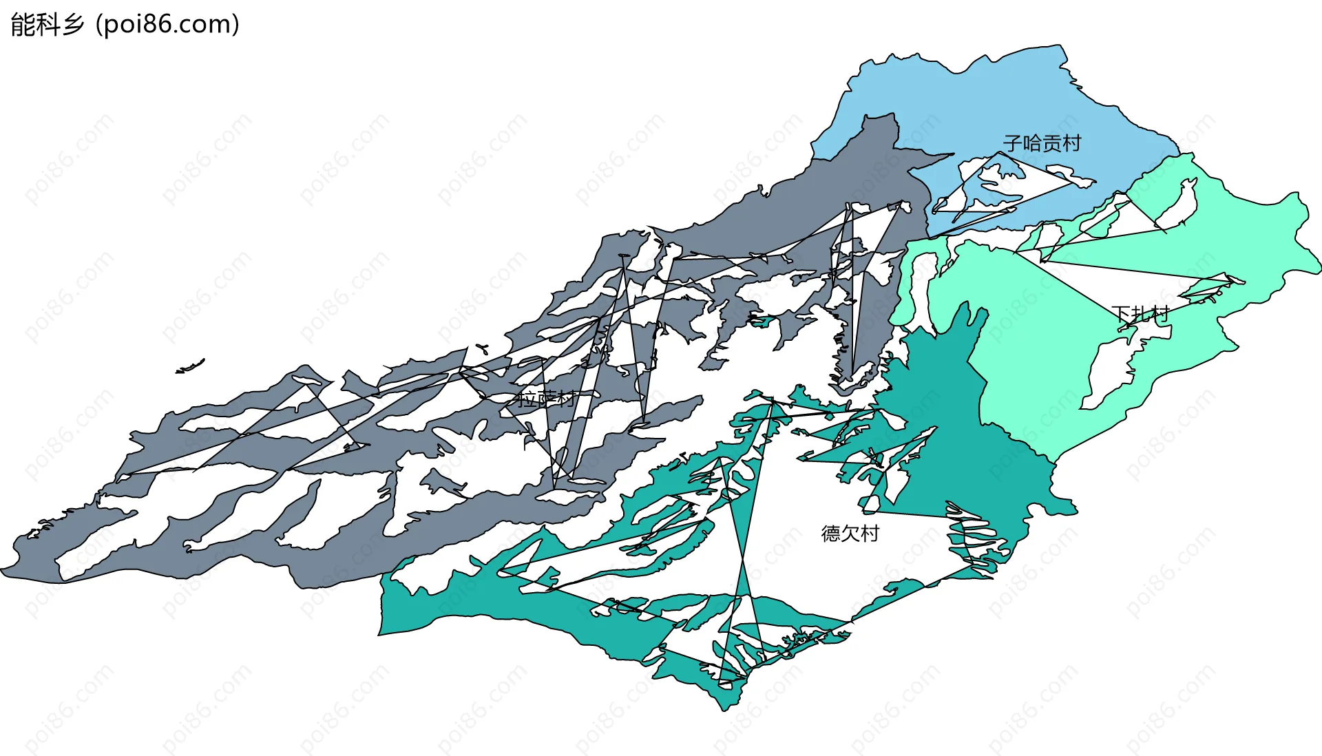 能科乡边界地图(五级行政区划)