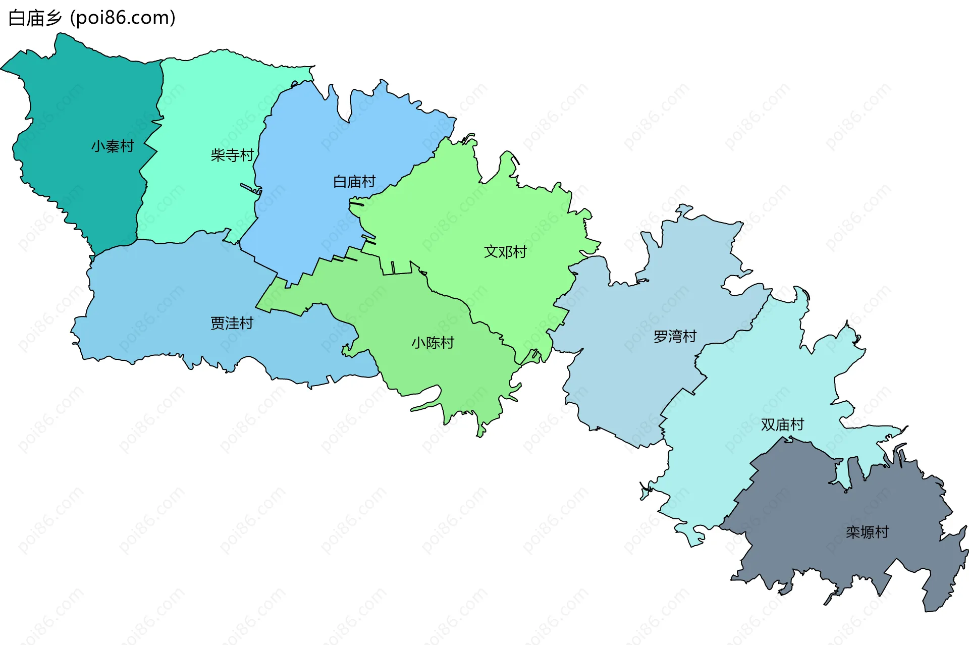 白庙乡边界地图(五级行政区划)