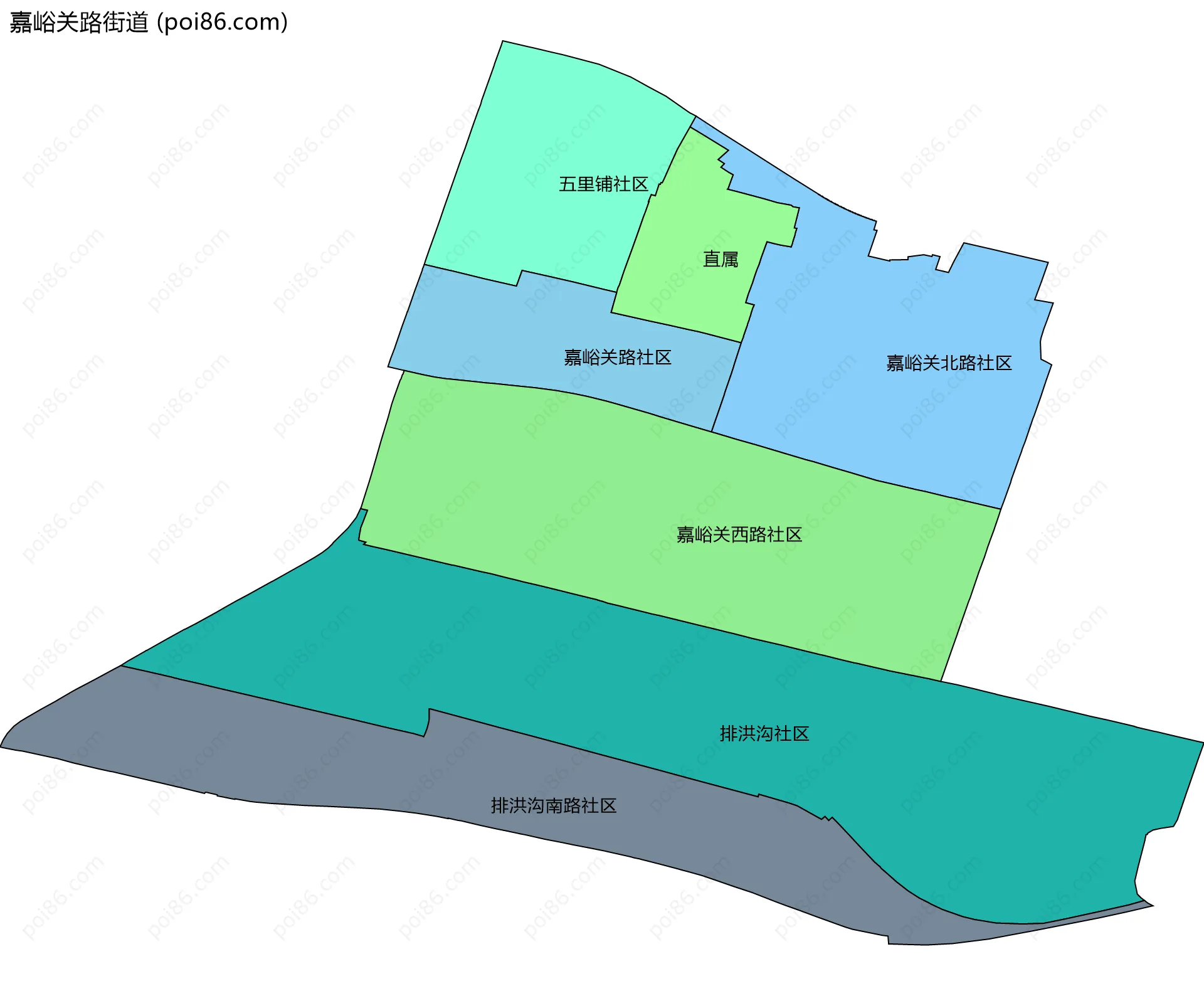 嘉峪关路街道边界地图(五级行政区划)