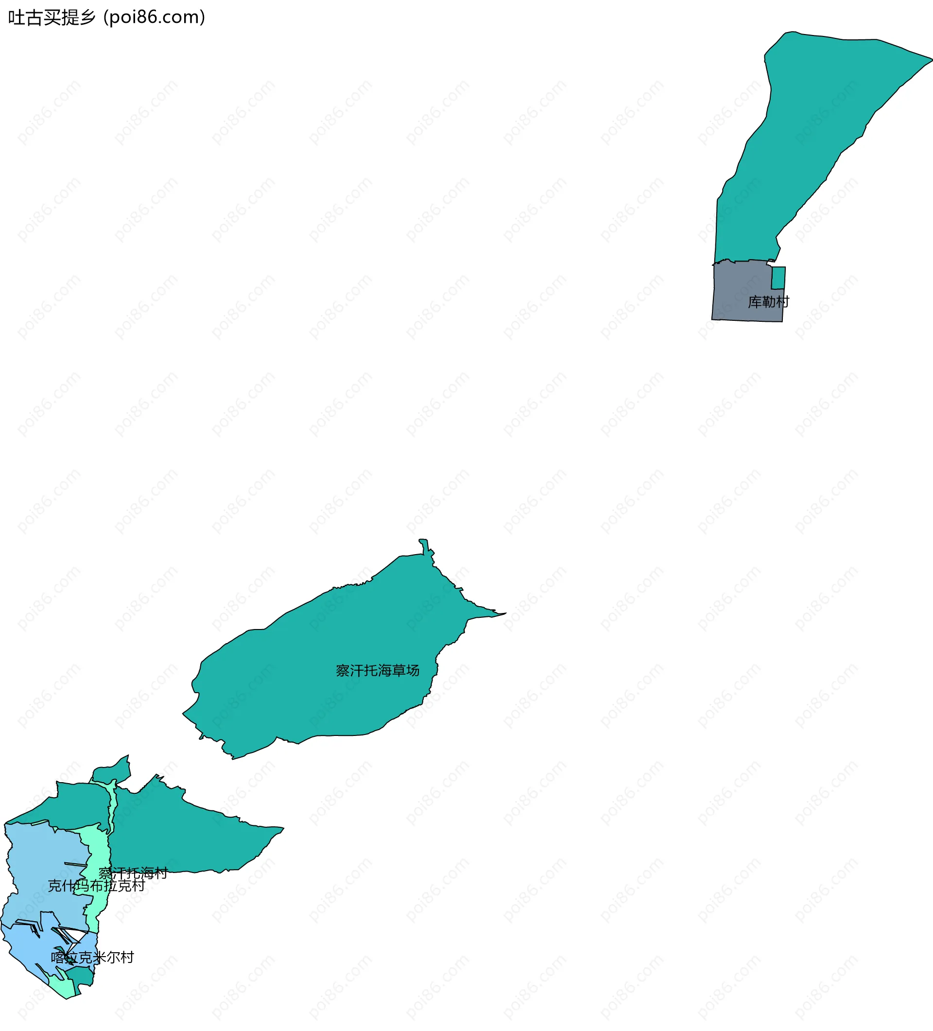 吐古买提乡边界地图(五级行政区划)