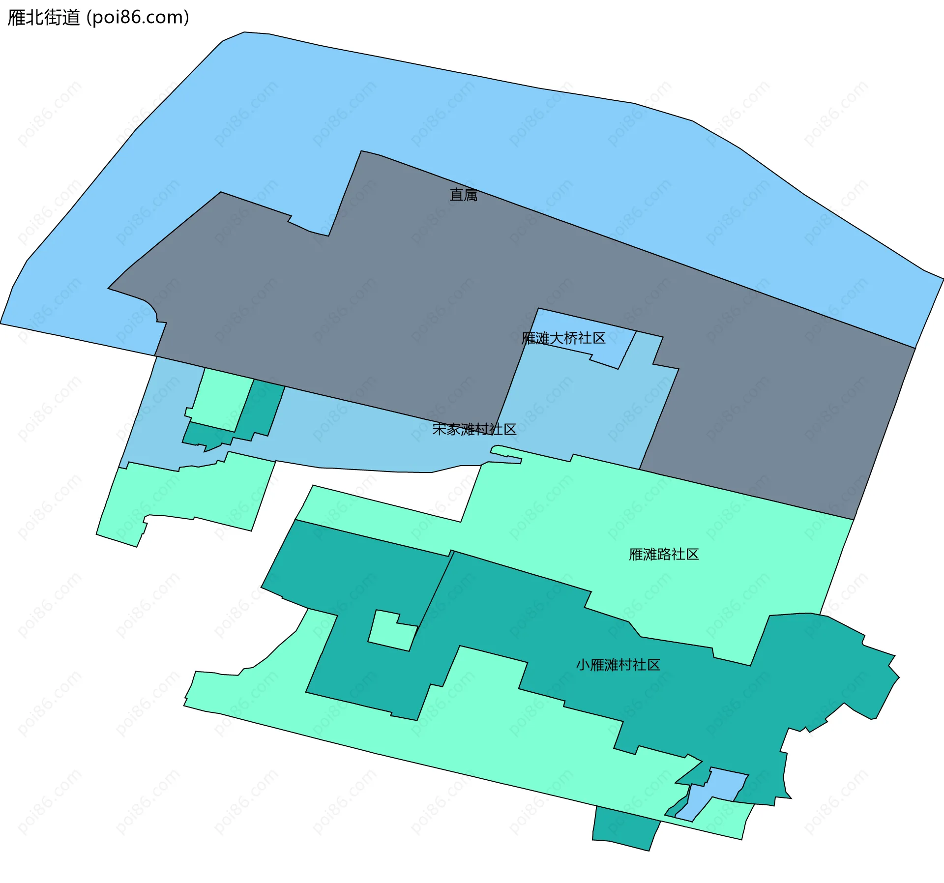 雁北街道边界地图(五级行政区划)