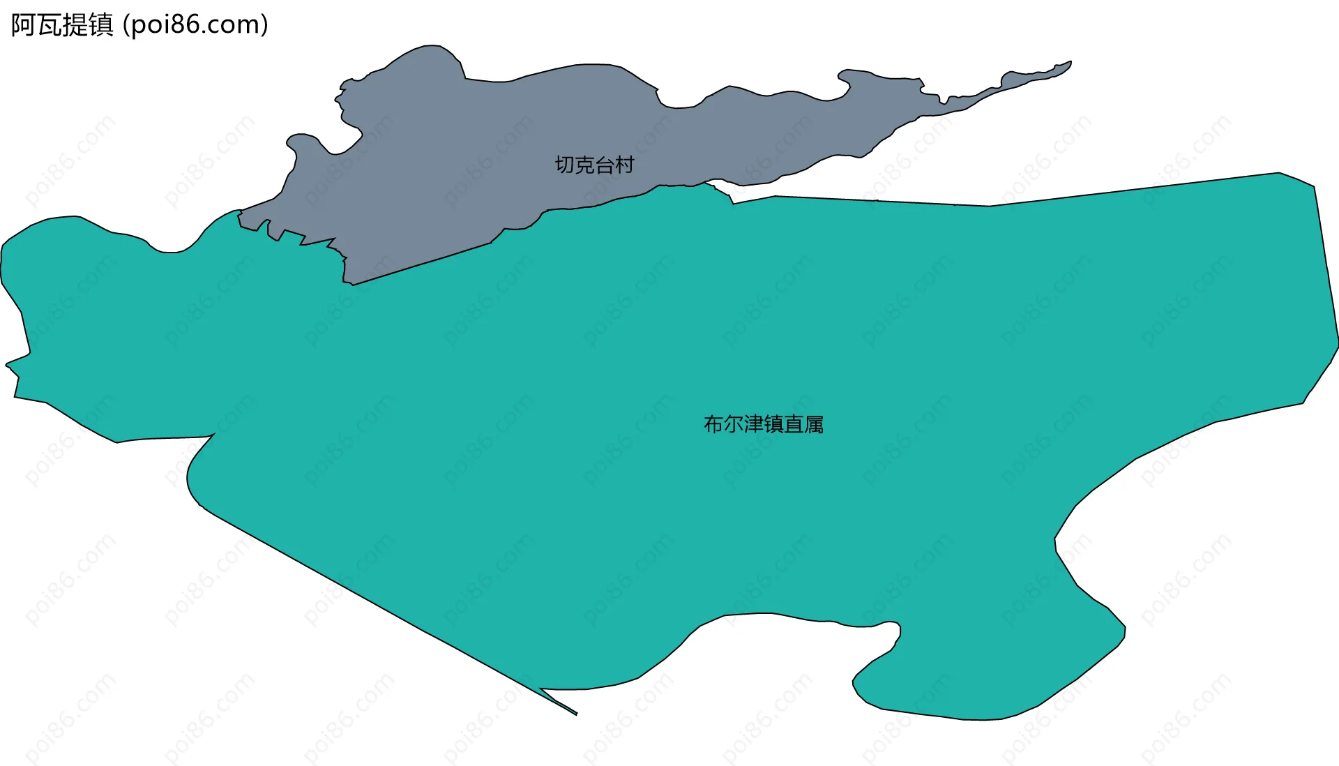 阿瓦提镇边界地图(五级行政区划)