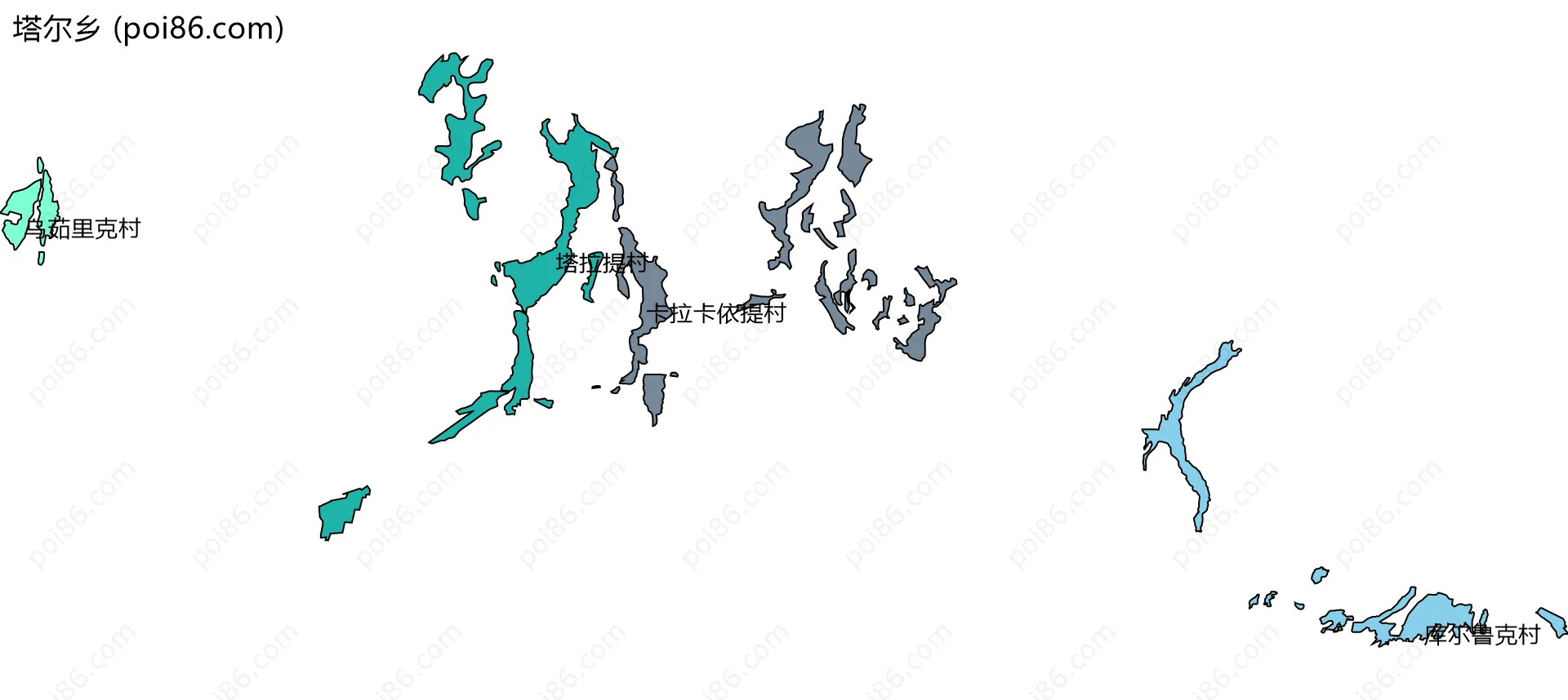 塔尔乡边界地图(五级行政区划)