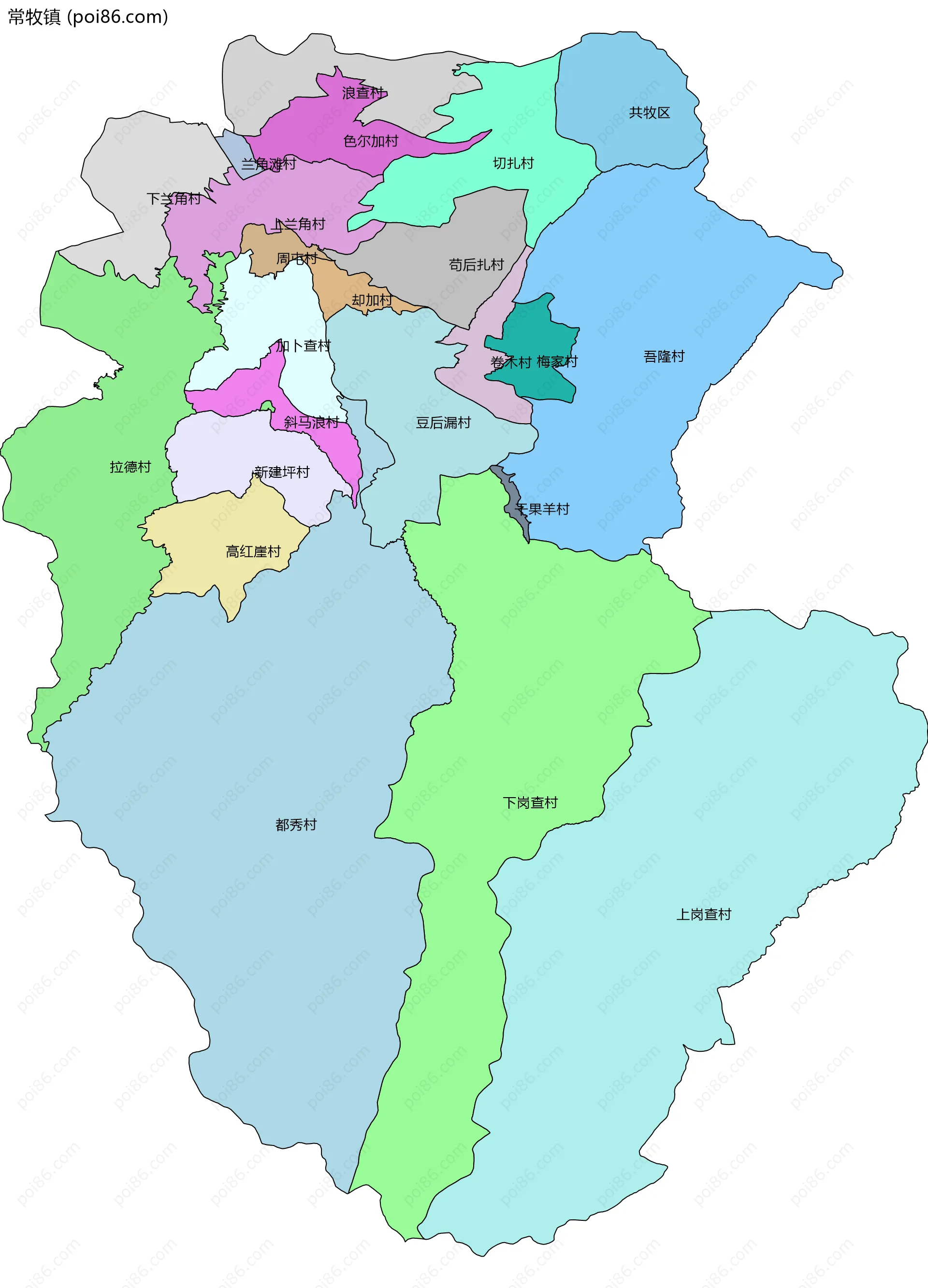 常牧镇边界地图(五级行政区划)