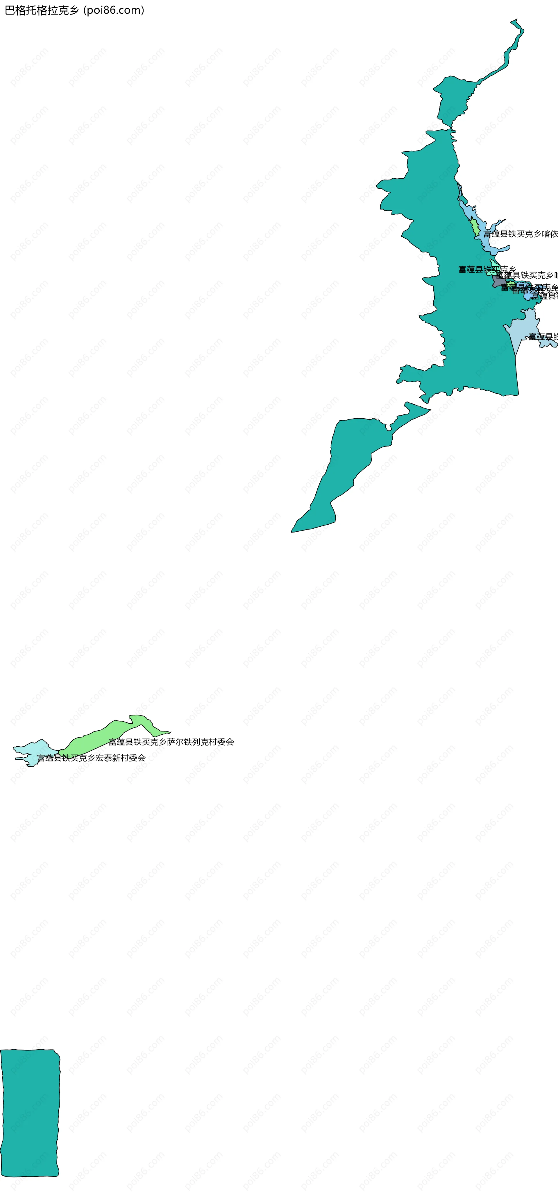 巴格托格拉克乡边界地图(五级行政区划)