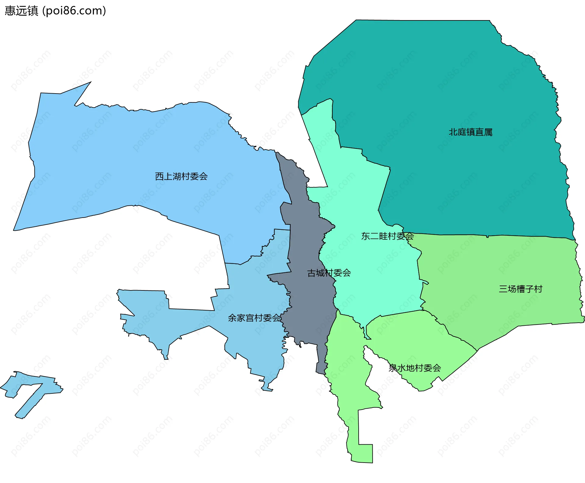 惠远镇边界地图(五级行政区划)