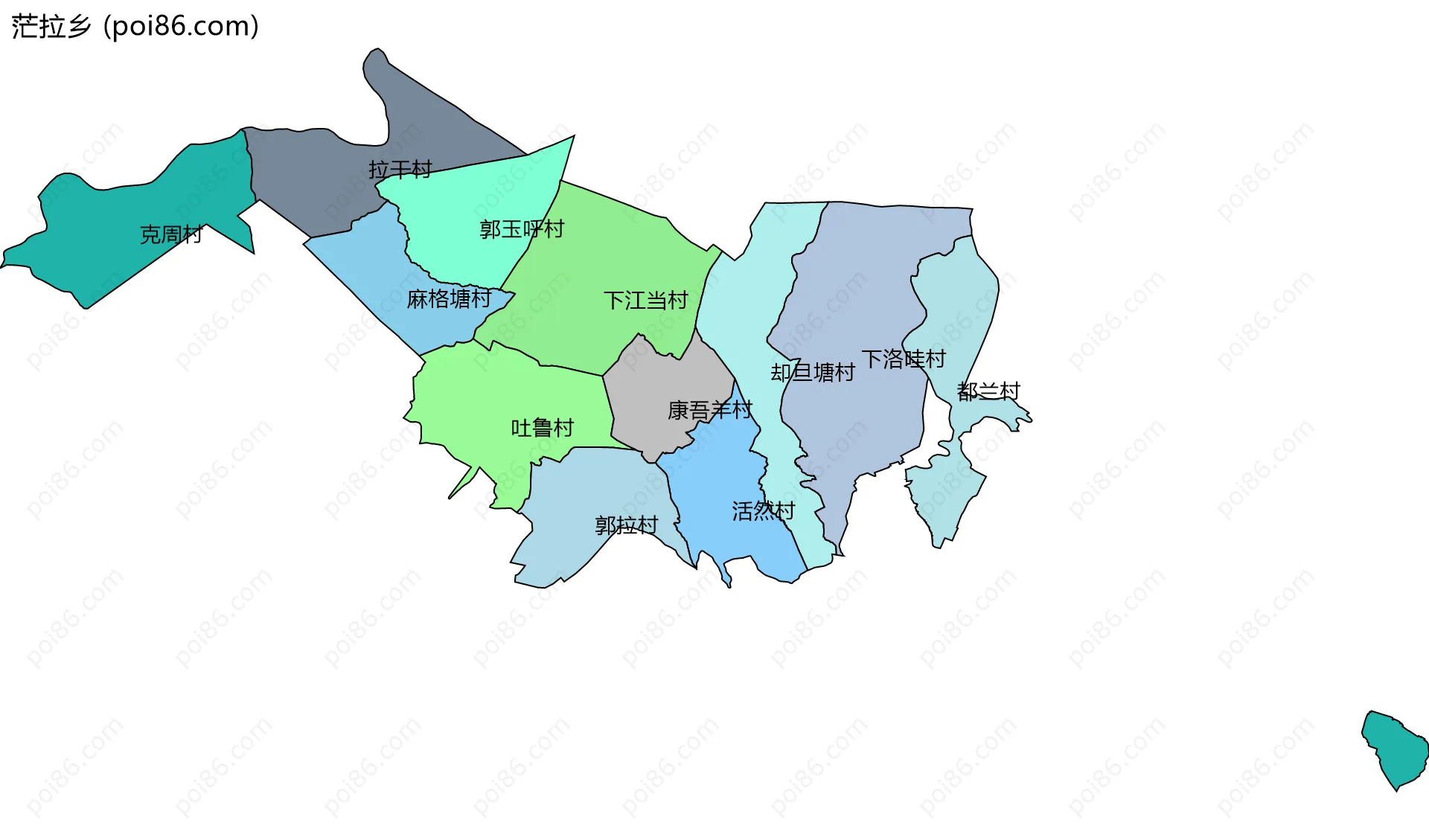 茫拉乡边界地图(五级行政区划)