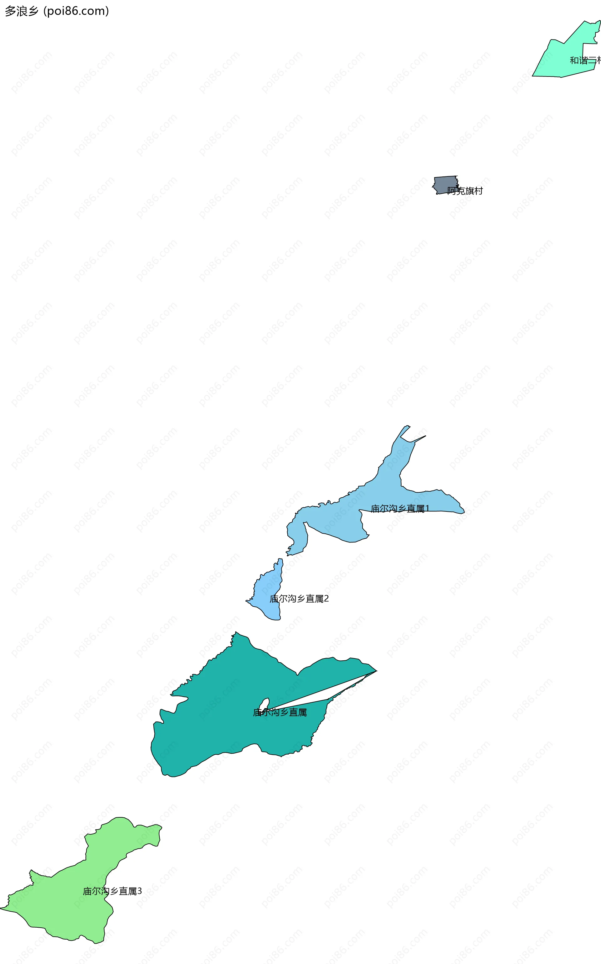 多浪乡边界地图(五级行政区划)