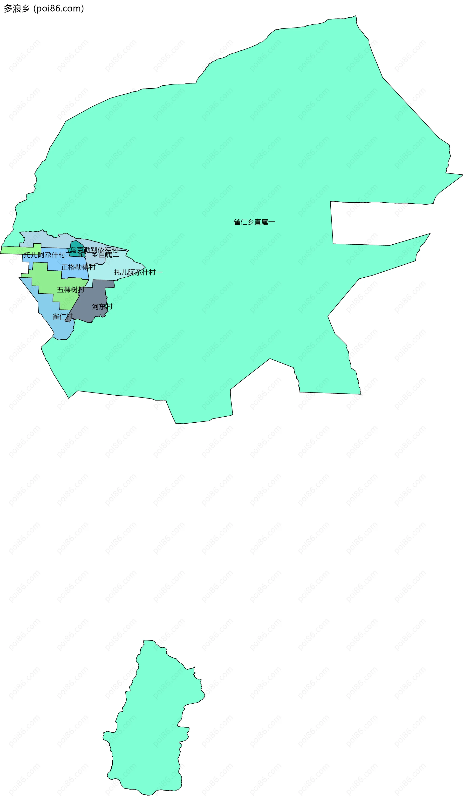 多浪乡边界地图(五级行政区划)