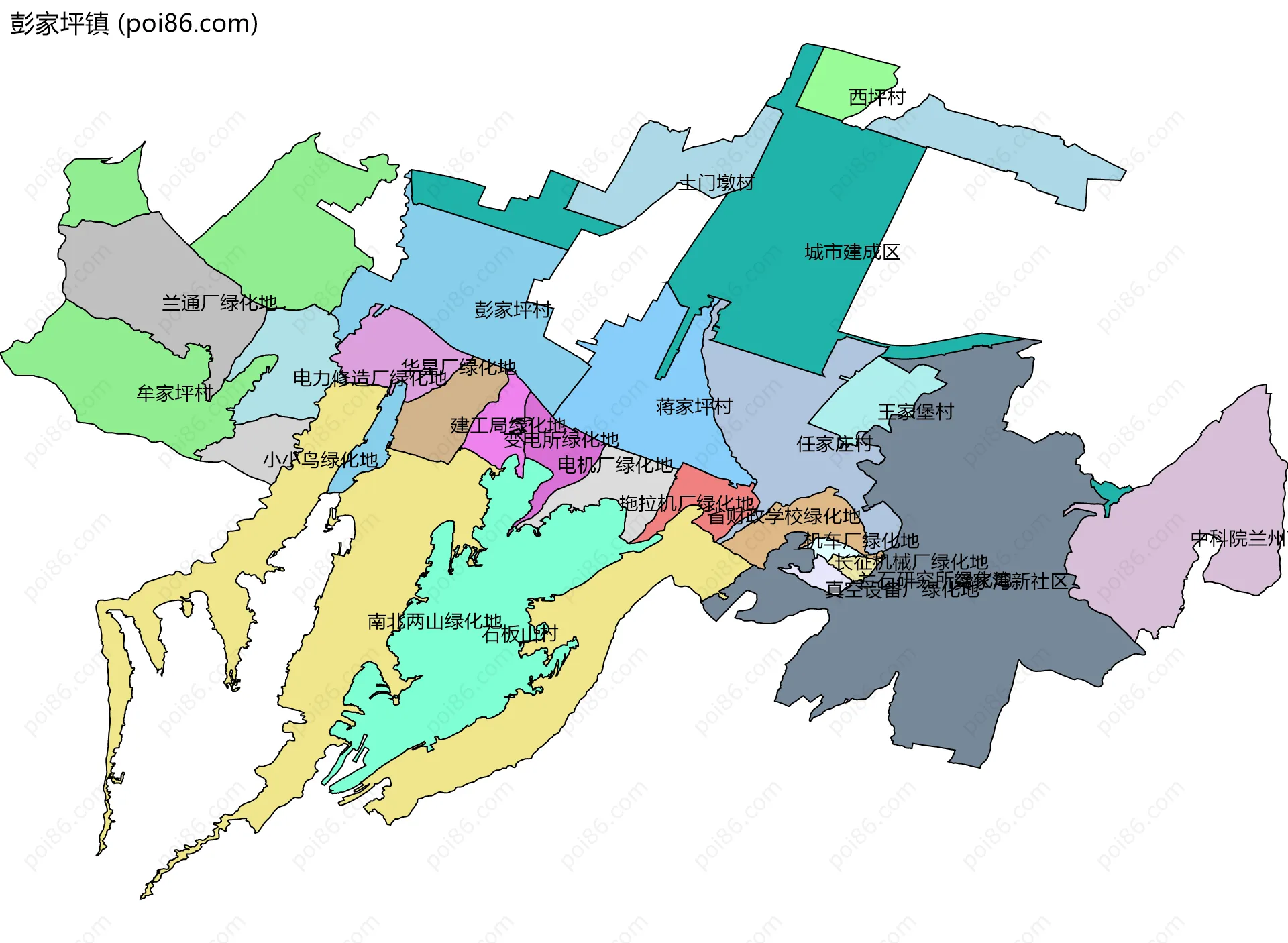 彭家坪镇边界地图(五级行政区划)