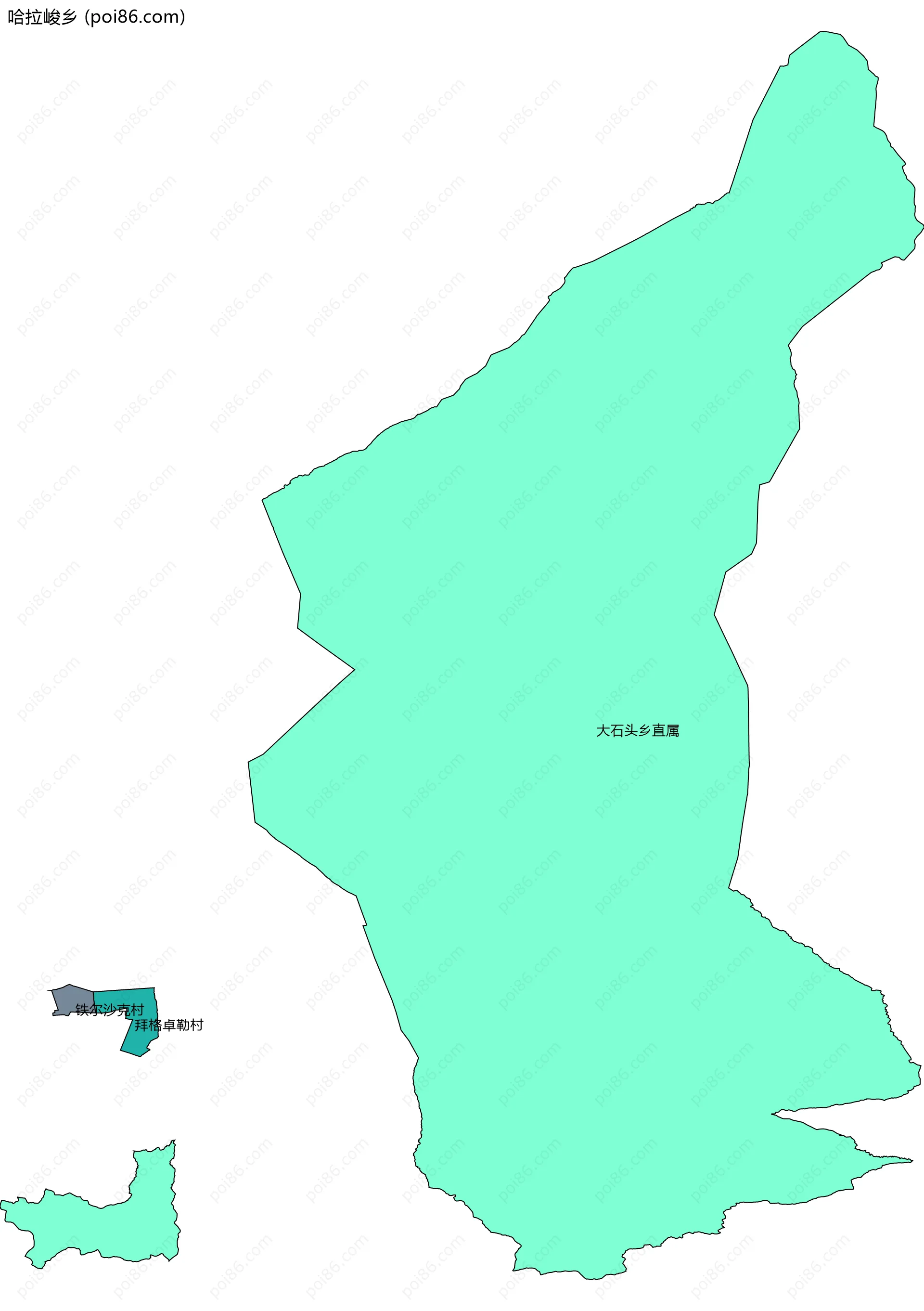 哈拉峻乡边界地图(五级行政区划)