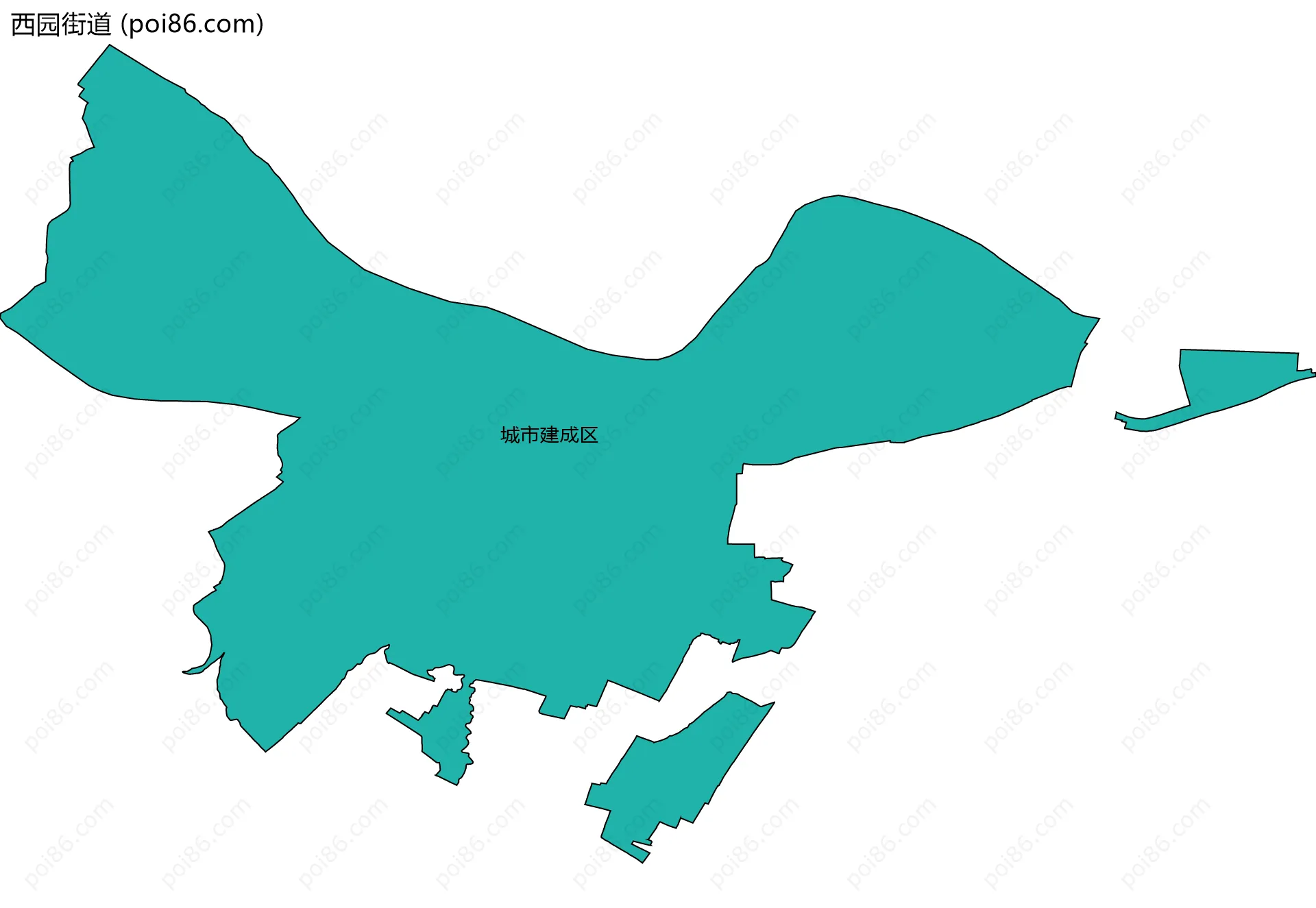 西园街道边界地图(五级行政区划)