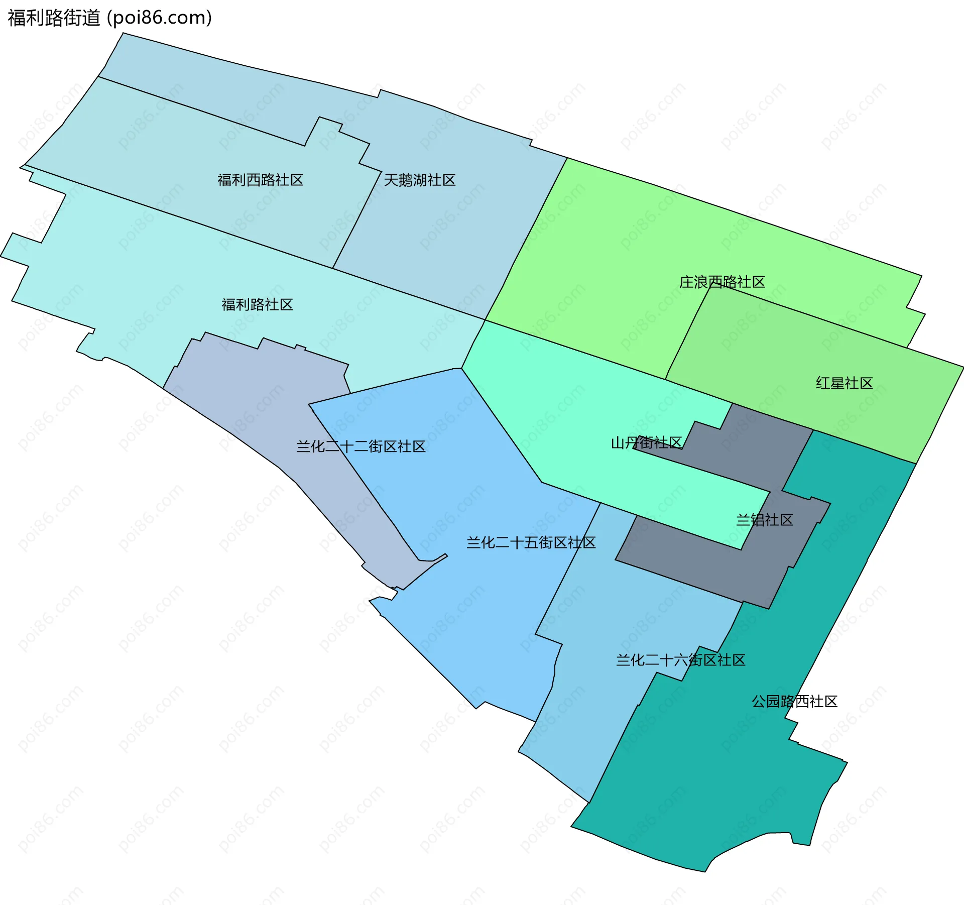 福利路街道边界地图(五级行政区划)